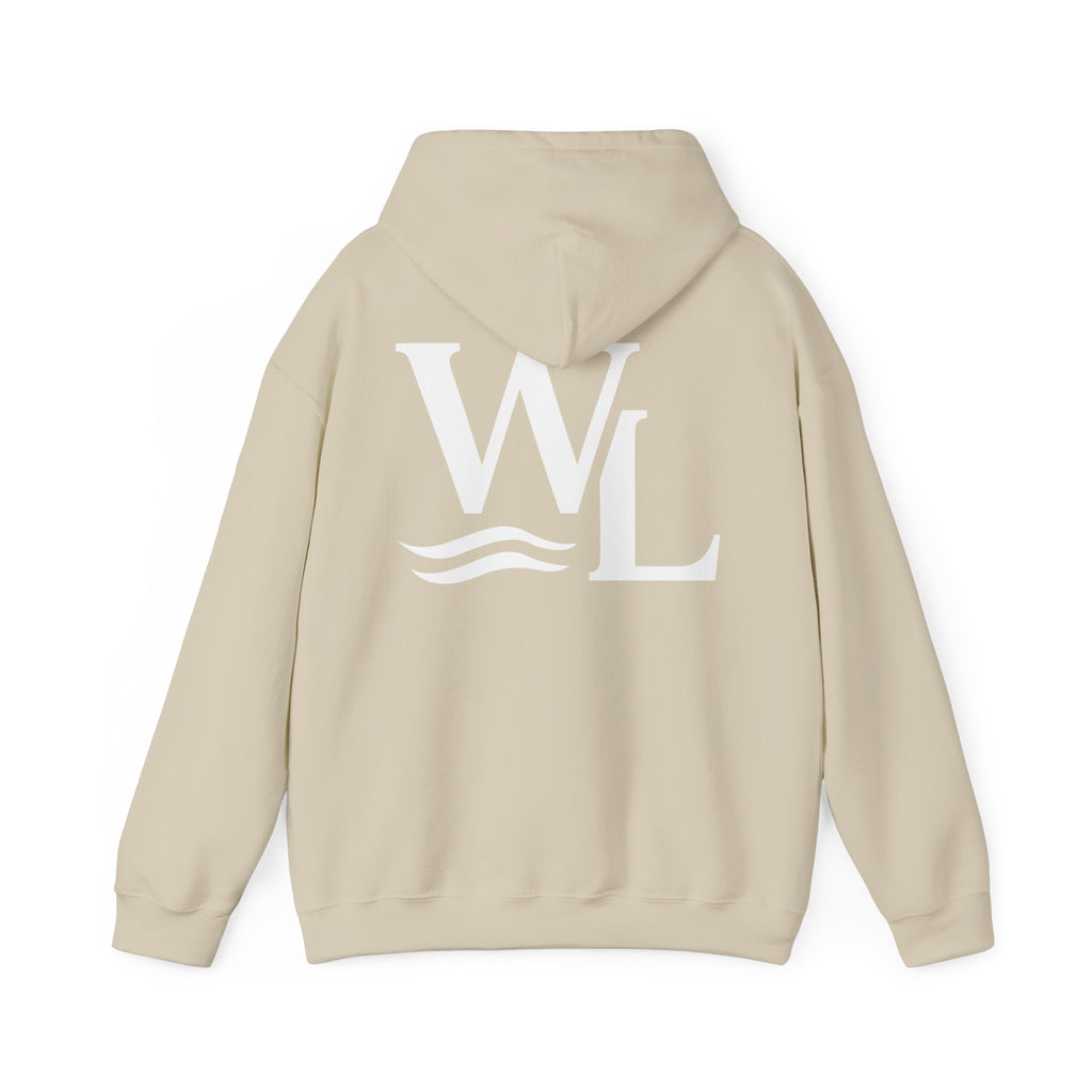 Wake and Lake Life Circle Crest Hoodie Light worn on a summer boat morning
Light-colored lake life sweatshirt with circle crest graphic
Natural white or sand lake hoodie for warm summer days
Soft light fleece with Wake and Lake circle crest design


