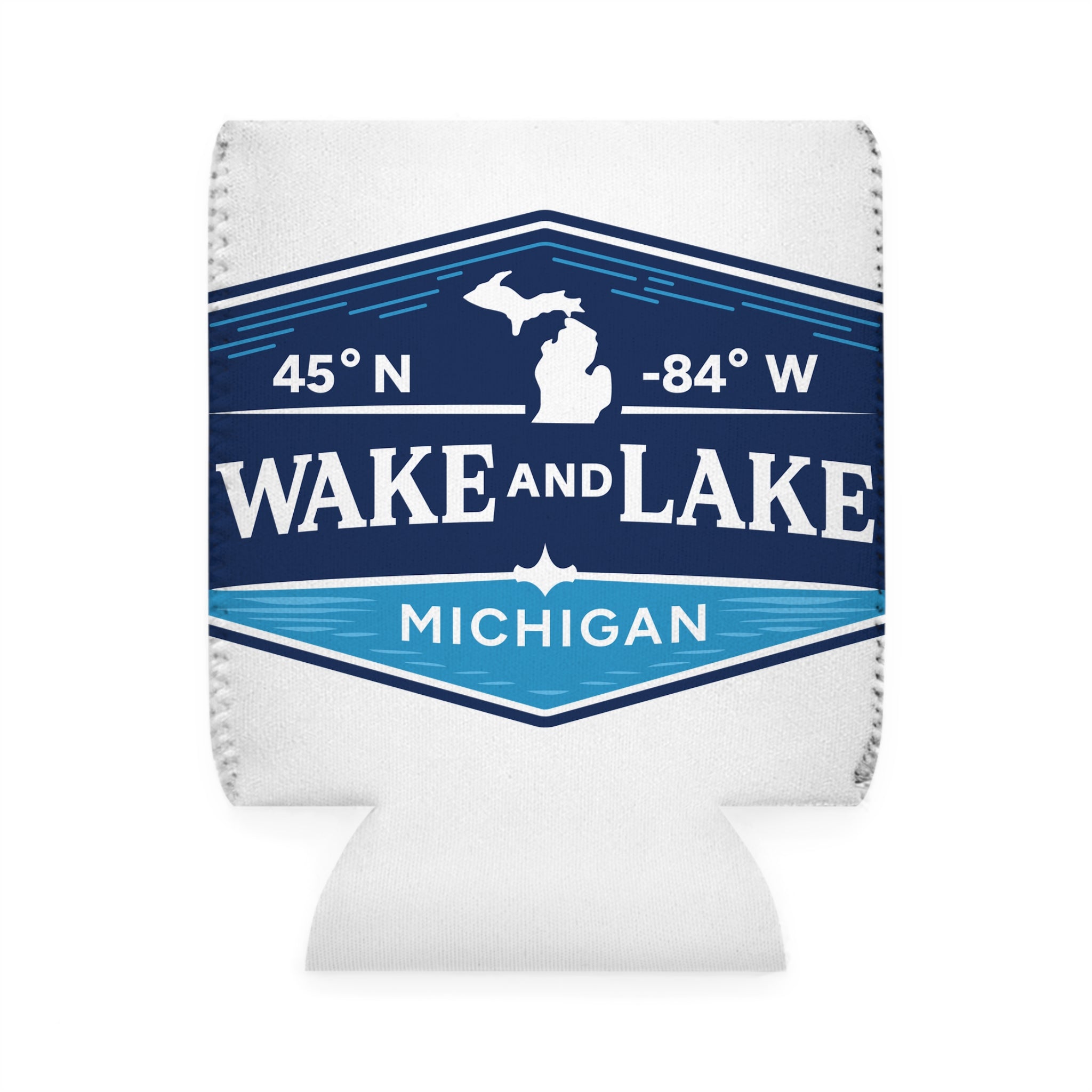 Wake and Lake Michigan Shield Can Cooler