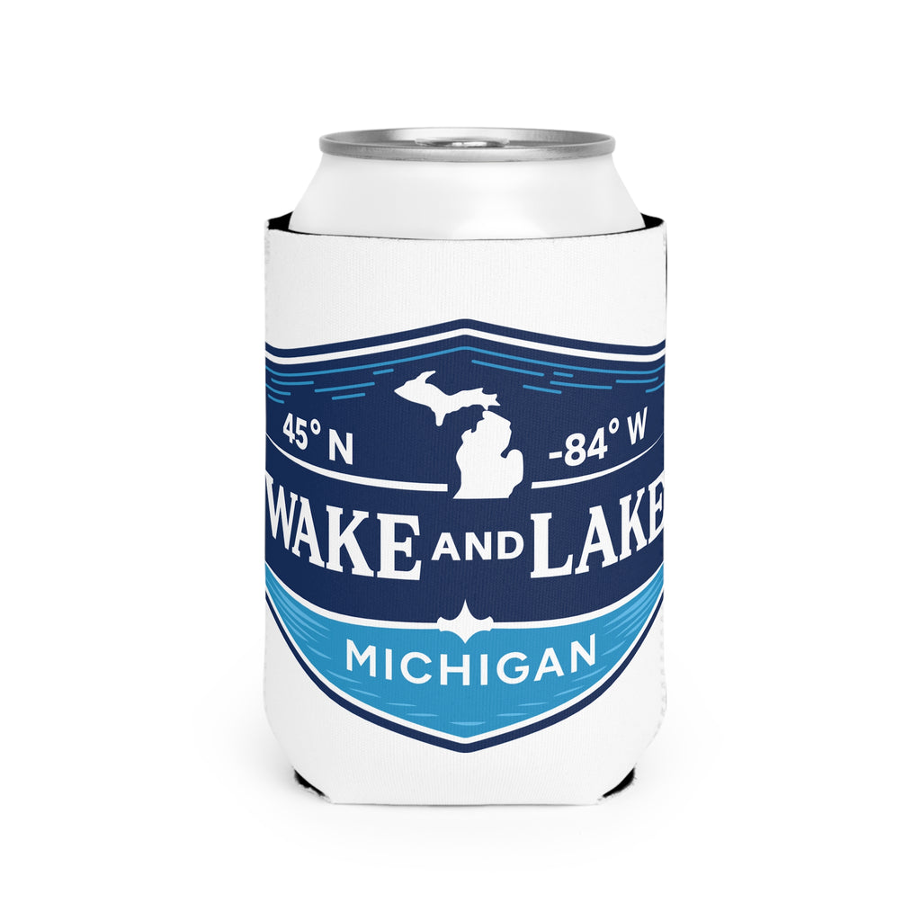 Wake and Lake Michigan Shield Can Cooler