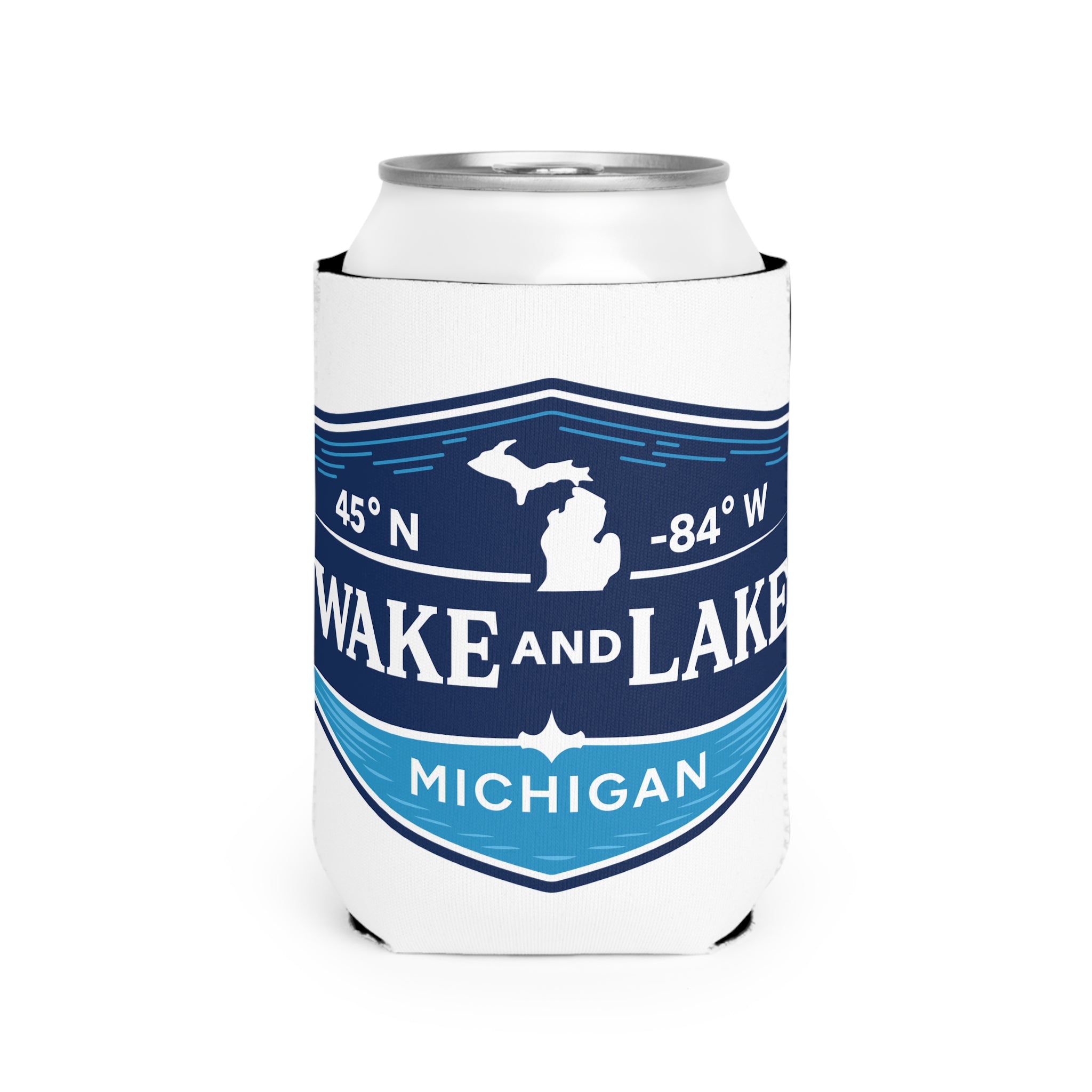 Wake and Lake Michigan Shield Can Cooler