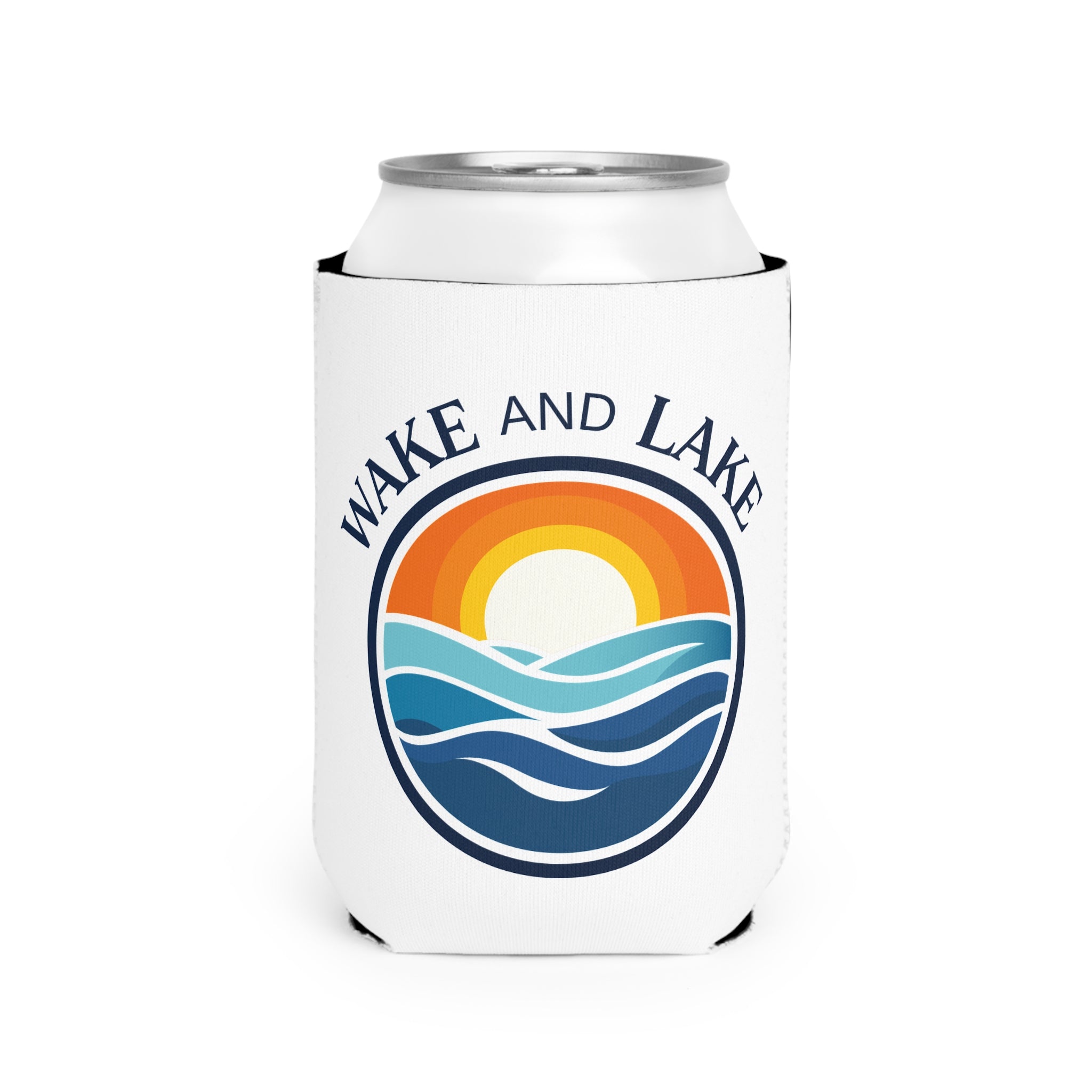 Wake and Lake Life Circle Crest Can Cooler