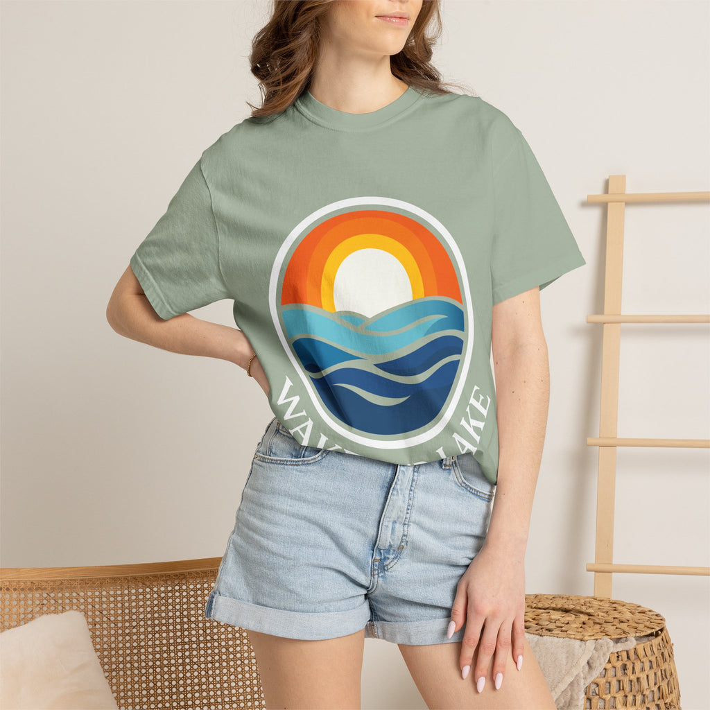Wake and Lake Life Circle Crest Tee worn on a dock at sunset
Soft unisex lake life tee with bold circle crest graphic
Wake and Lake branded cotton t-shirt for summer boating
Circle crest logo tee for lake days and outdoor weekends

