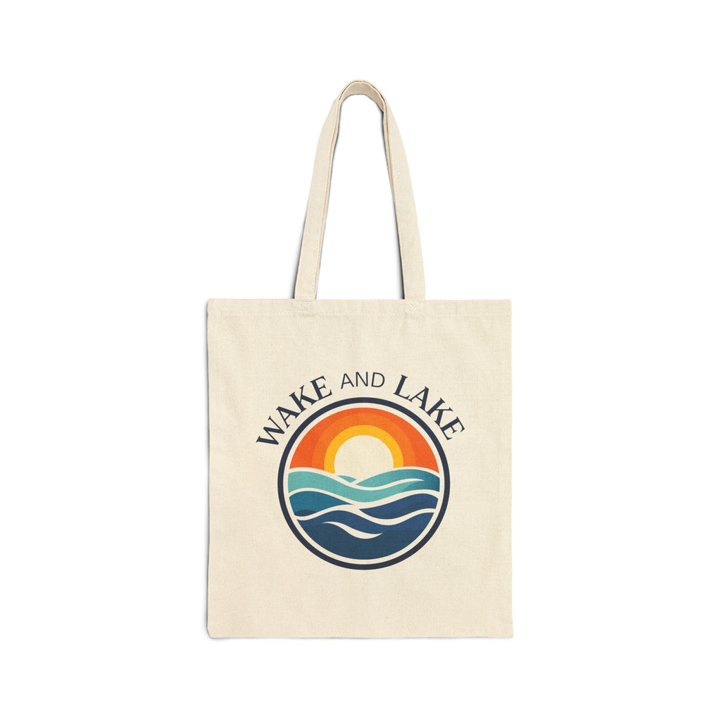 Wake and Lake Circle Crest Canvas Tote Bag on a lakeside bench
Durable canvas lake bag with circle crest logo
Wake and Lake branded canvas carryall for boat days
Circle crest canvas tote for lake day essentials

