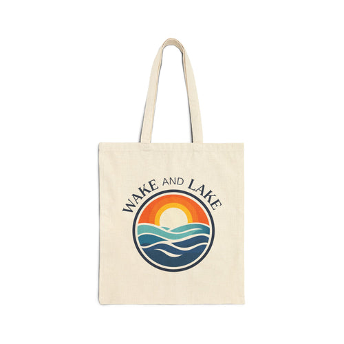 Wake and Lake Circle Crest Canvas Tote Bag on a lakeside bench
Durable canvas lake bag with circle crest logo
Wake and Lake branded canvas carryall for boat days
Circle crest canvas tote for lake day essentials

