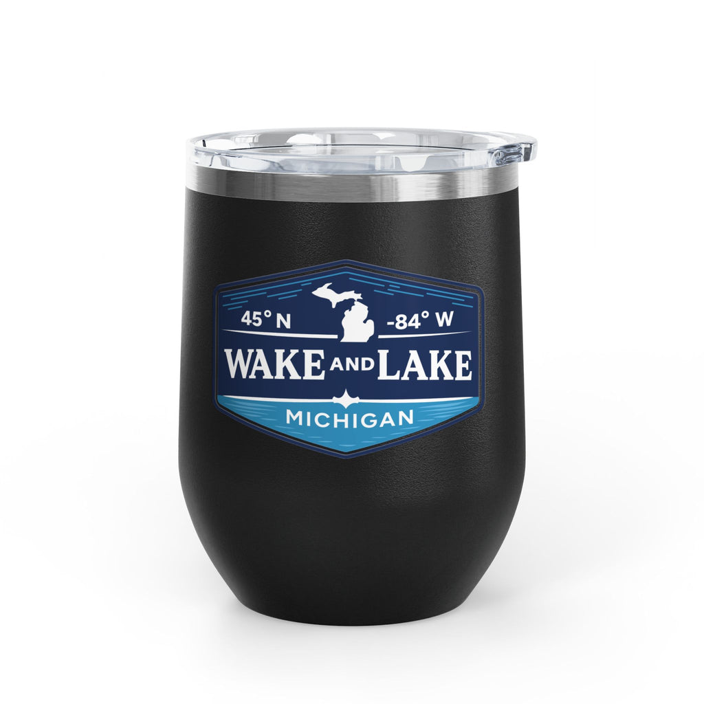 Wake and Lake Michigan Coordinate Badge Wine Tumbler on a sunset dock
Slim 12oz insulated wine tumbler with Michigan coordinate badge
Lake life wine glass tumbler with Michigan Great Lakes branding
Elegant Michigan coordinate badge drinkware gift for lake evenings
