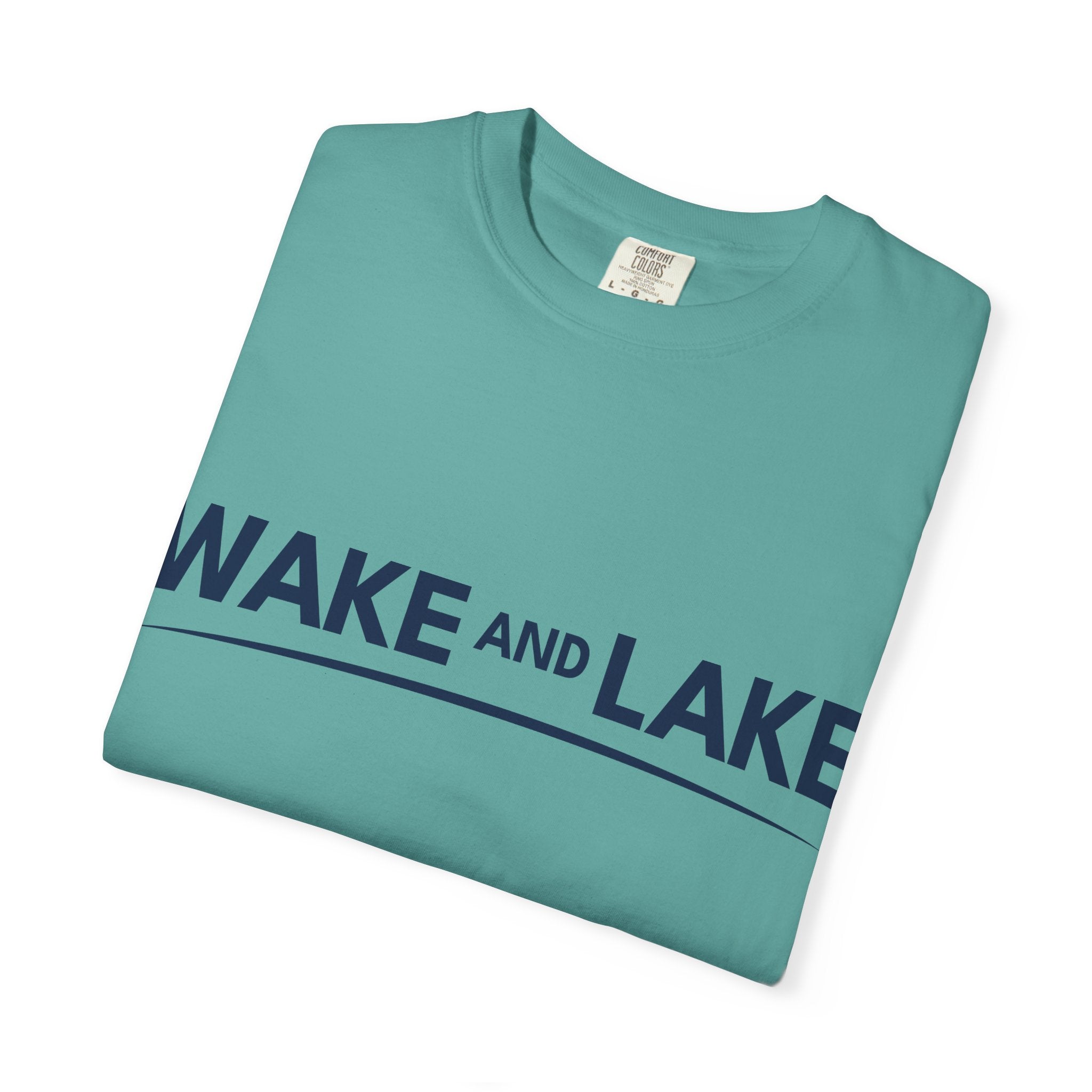 Wake and Lake Wordmark Tee worn at lakeside bonfire
Soft unisex cotton lake life t-shirt with chest wordmark
Wake and Lake branded everyday tee for boating weekends
Lake apparel t-shirt with clean Wake and Lake graphic

