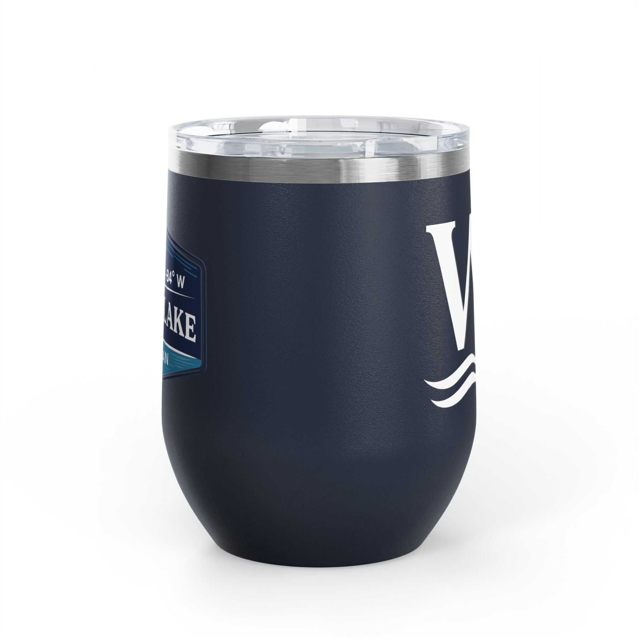 Wake and Lake Michigan Coordinate Badge Wine Tumbler on a sunset dock
Slim 12oz insulated wine tumbler with Michigan coordinate badge
Lake life wine glass tumbler with Michigan Great Lakes branding
Elegant Michigan coordinate badge drinkware gift for lake evenings
