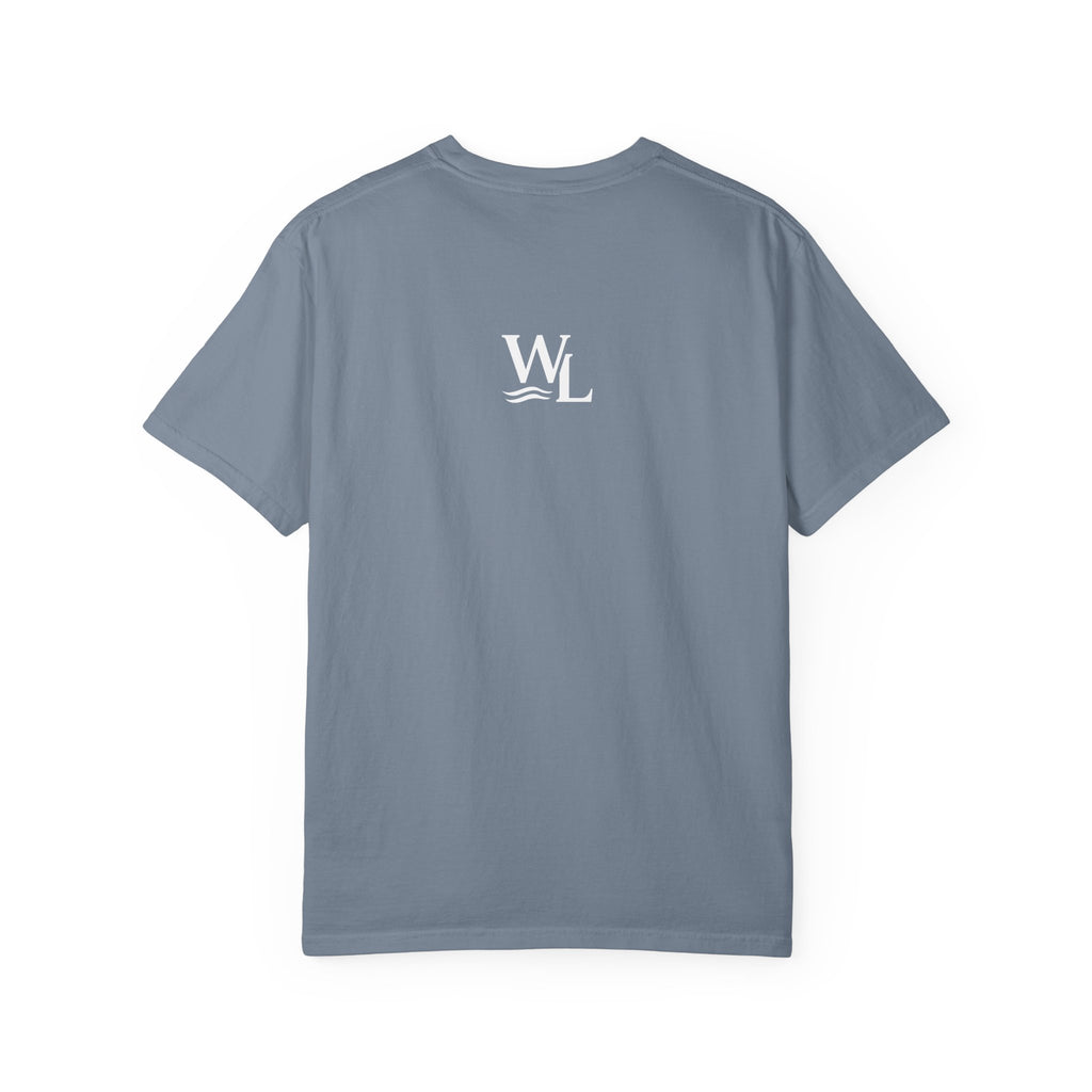 Wake and Lake Life Circle Crest Tee worn on a dock at sunset
Soft unisex lake life tee with bold circle crest graphic
Wake and Lake branded cotton t-shirt for summer boating
Circle crest logo tee for lake days and outdoor weekends

