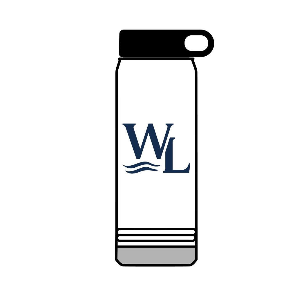 Wake and Lake Circle Crest Water Bottle – White