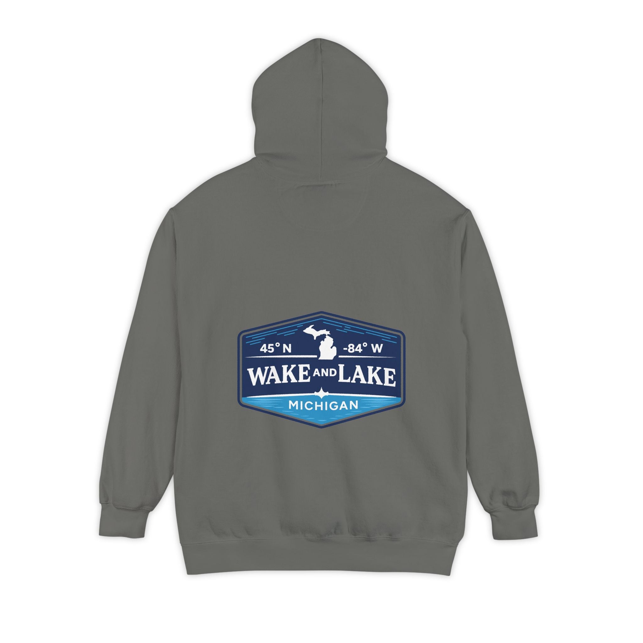 Wake and Lake Life Circle Crest Hoodie Light worn on a summer boat morning
Light-colored lake life sweatshirt with circle crest graphic
Natural white or sand lake hoodie for warm summer days
Soft light fleece with Wake and Lake circle crest design

