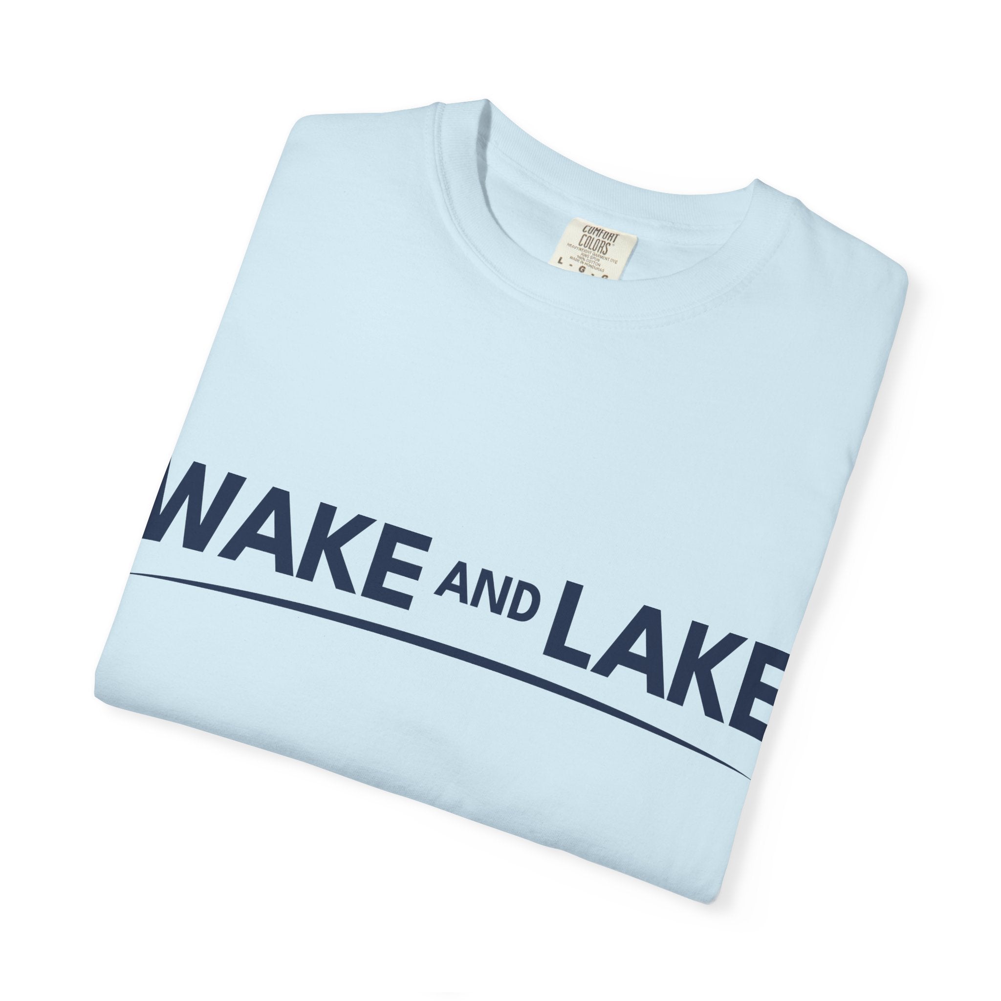 Wake and Lake Wordmark Tee worn at lakeside bonfire
Soft unisex cotton lake life t-shirt with chest wordmark
Wake and Lake branded everyday tee for boating weekends
Lake apparel t-shirt with clean Wake and Lake graphic

