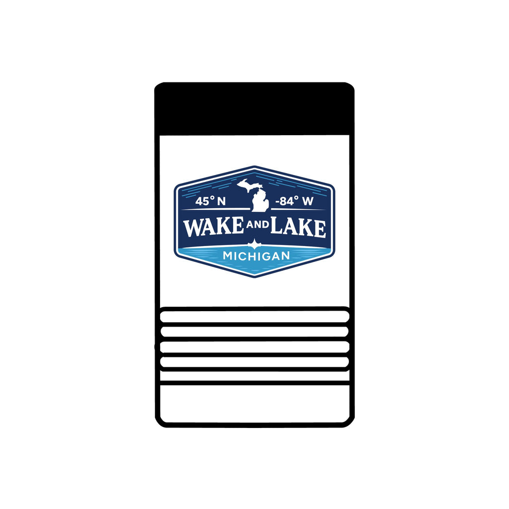 Wake and Lake Michigan Coordinate Badge Beverage Holder –Premium Polar Camel stainless steel construction
Double-wall vacuum insulated
Fits standard 12oz cans, 
WL Monogram back graphic
Classic white finish
