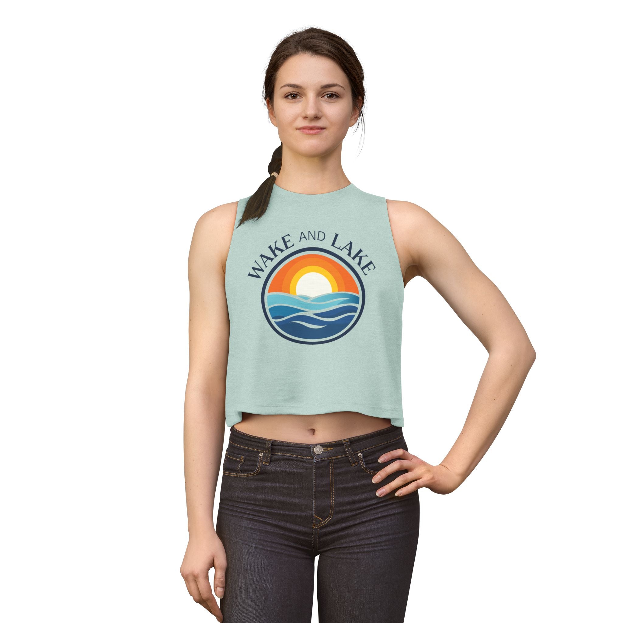 Wake and Lake Circle Crest Women's Crop Tee – Fitted