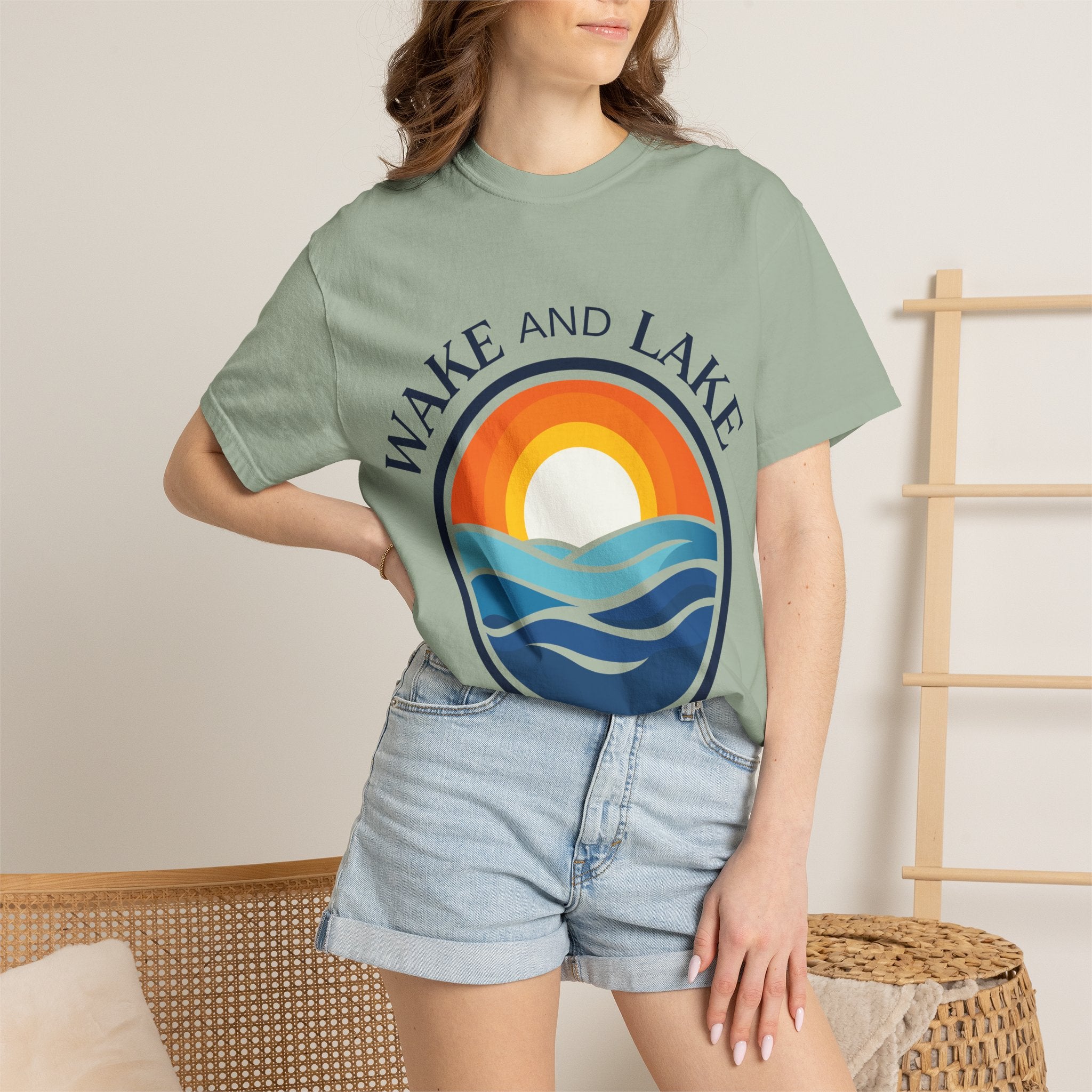 Wake and Lake Life Circle Crest Tee light color on a sunny lake day
White or sand-colored unisex lake t-shirt with circle crest logo
Light summer boating shirt with Wake and Lake branding
Breathable cotton lake life tee in light colorway
