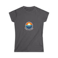 Wake and Lake Circle Crest Women's Fitted Tee, dark gray, front view
