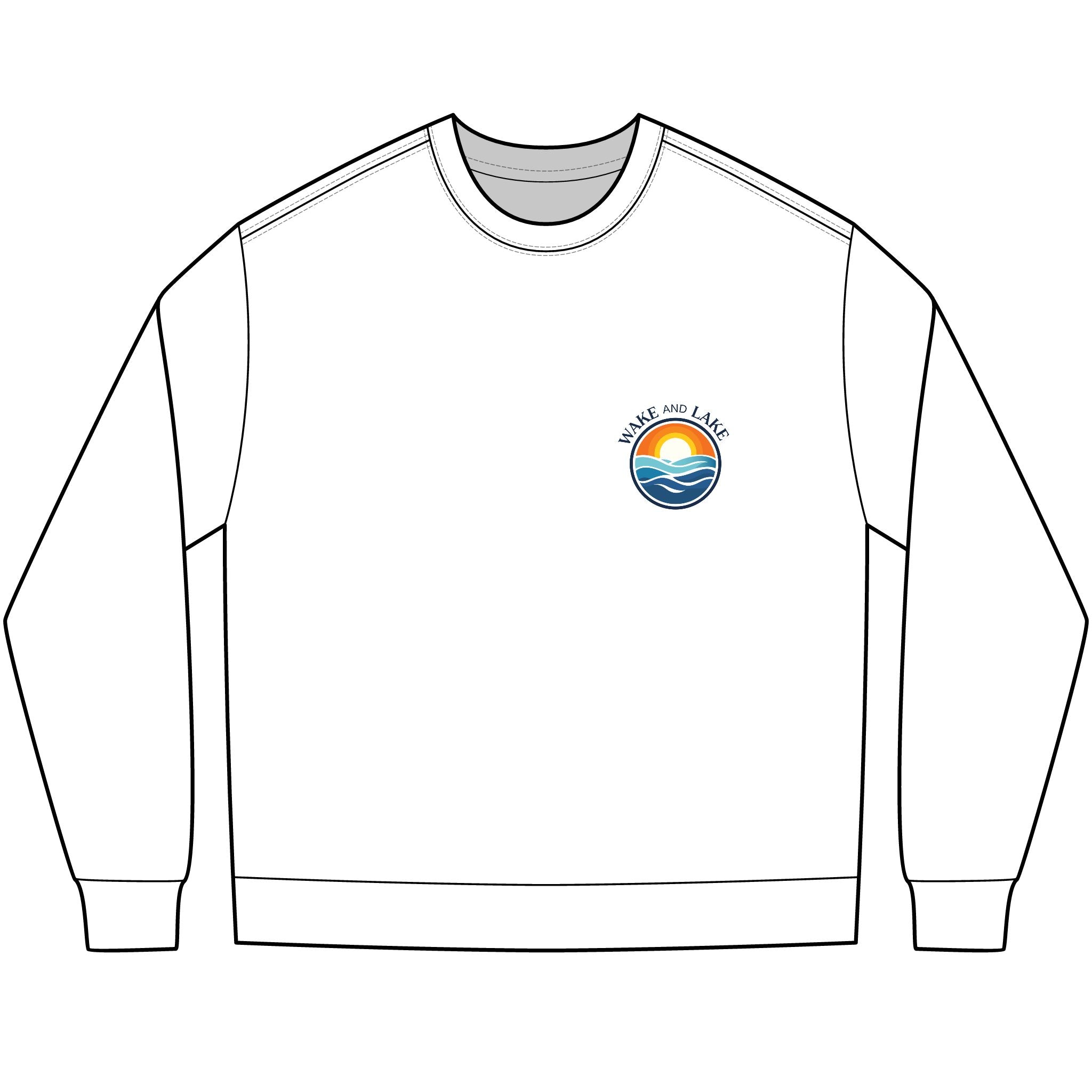 Women's White long-sleeve sweatshirt with WL monogram logo on the back