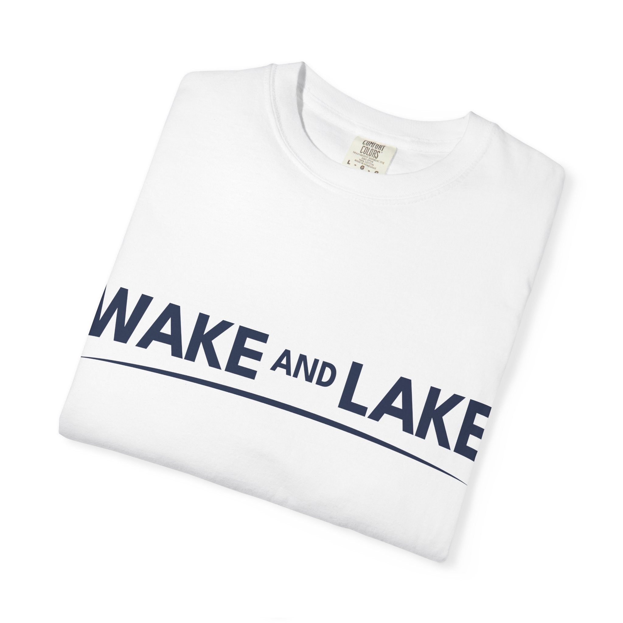 Wake and Lake Wordmark Tee worn at lakeside bonfire
Soft unisex cotton lake life t-shirt with chest wordmark
Wake and Lake branded everyday tee for boating weekends
Lake apparel t-shirt with clean Wake and Lake graphic

