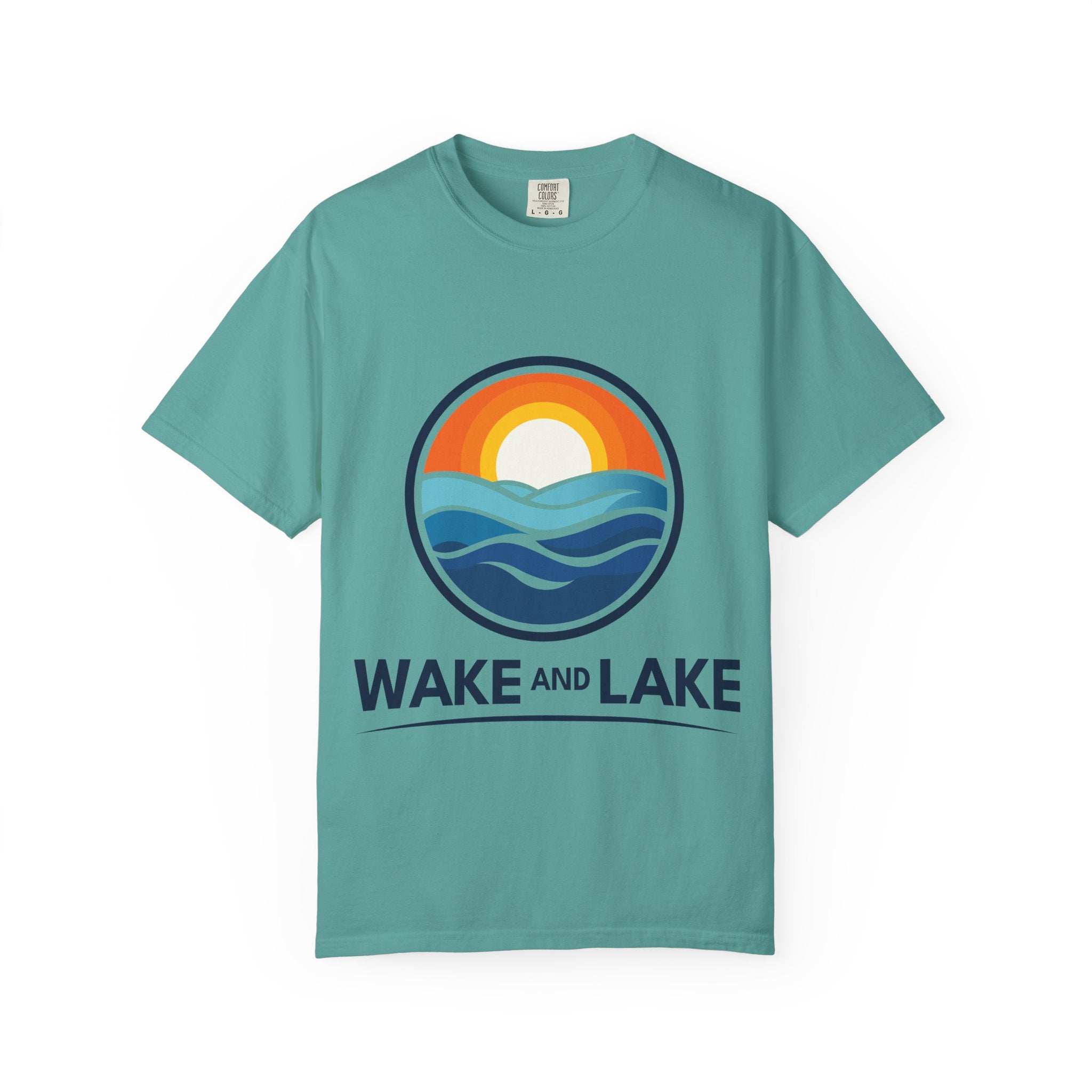 Wake and Lake Circle Crest Logo A tee worn lakeside
Soft cotton lake life t-shirt with circle crest logo A
Boating summer tee with Wake and Lake circle crest branding
Unisex circle crest graphic tee for lake weekends

