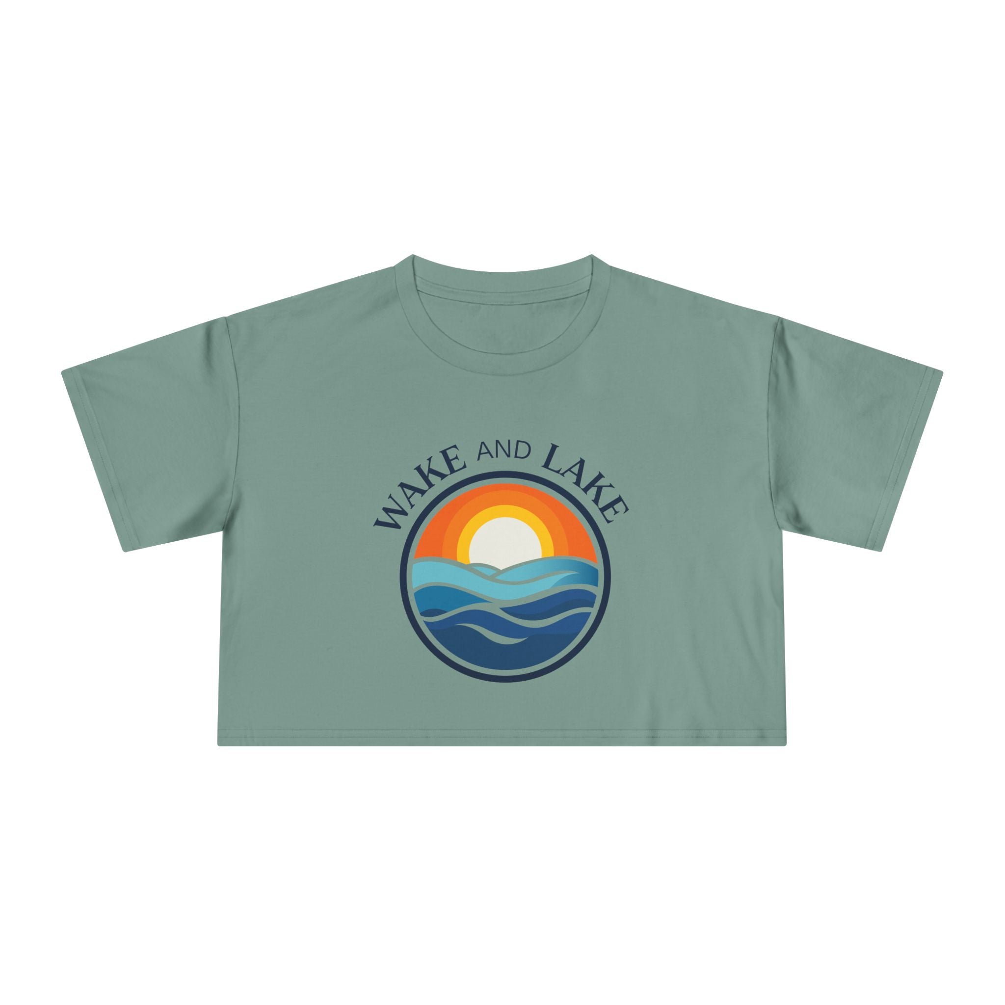 Wake and Lake Michigan Shield Women's Crop Tee on a boat deck
Relaxed crop top with Michigan crest graphic for lake days
Women's breezy boating crop tee with Wake and Lake Michigan branding
Soft women's Michigan Great Lakes crop t-shirt relaxed fit
