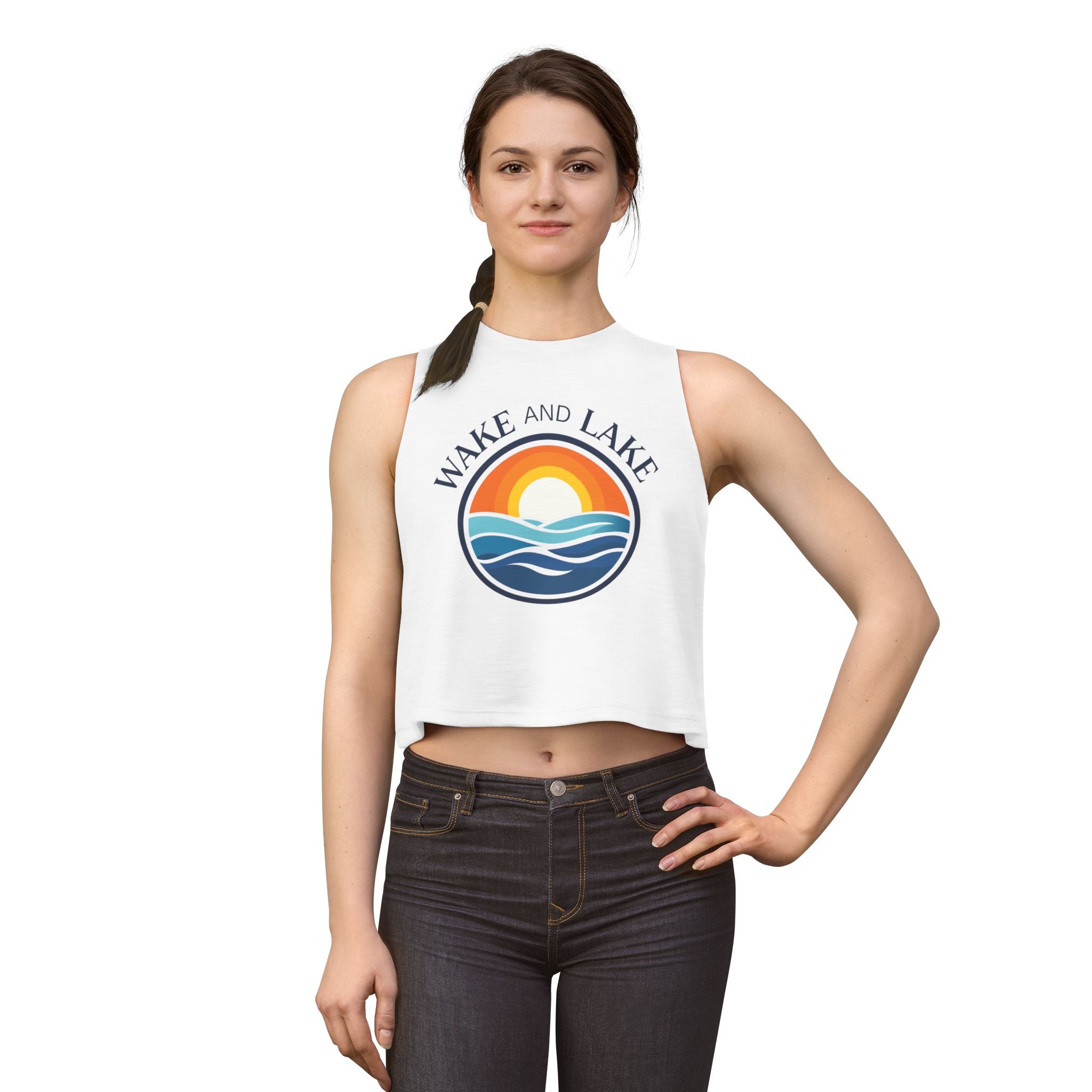 Wake and Lake Circle Crest Women's Crop Tee – Fitted