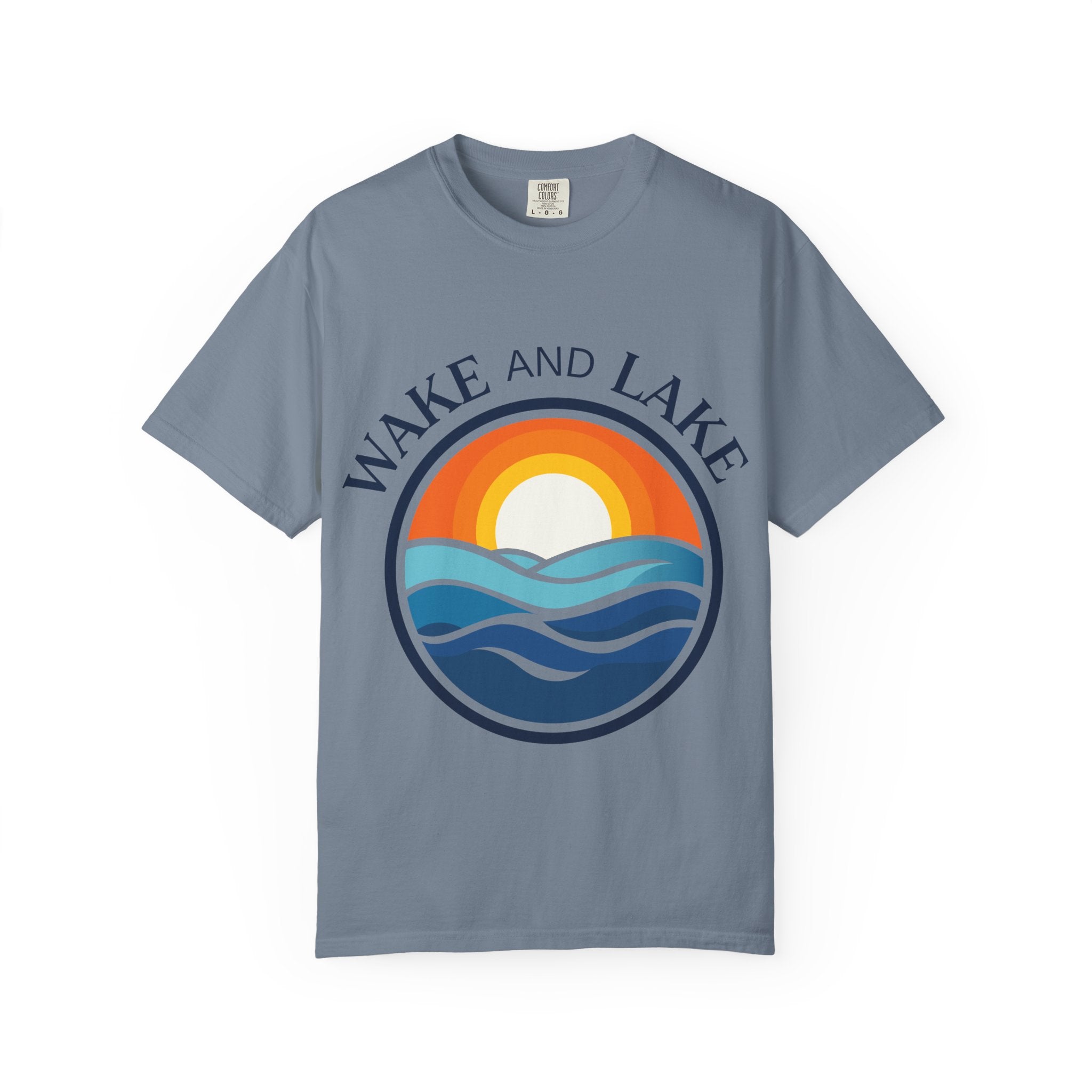 Wake and Lake Life Circle Crest Tee light color on a sunny lake day
White or sand-colored unisex lake t-shirt with circle crest logo
Light summer boating shirt with Wake and Lake branding
Breathable cotton lake life tee in light colorway
