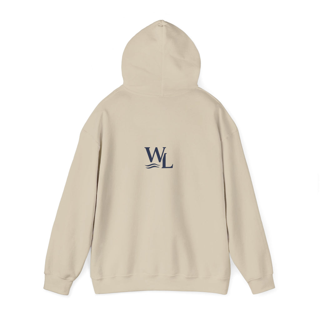 Wake and Lake Wordmark Hoodie worn on a boat dock at sunrise
Navy midweight lake hoodie with Wake and Lake chest graphic
Unisex lake life sweatshirt with wordmark logo
Wake and Lake branded hoodie for boating and outdoor wear
