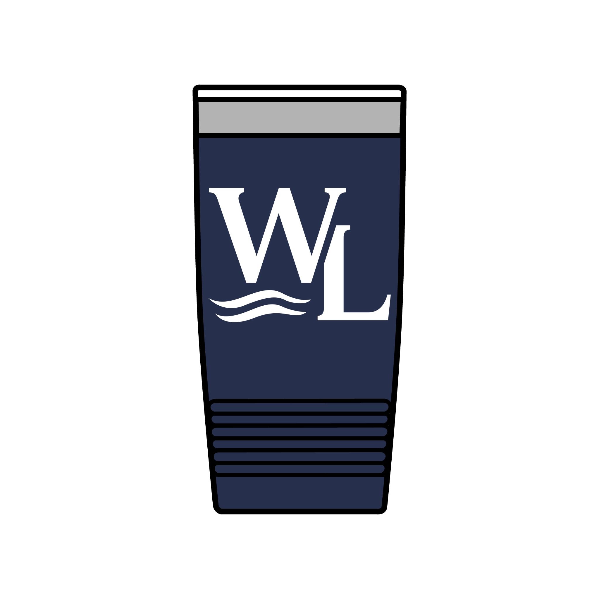 Wake and Lake WL Monogram Tumbler Dark held on a boat console
Dark navy insulated tumbler with WL monogram graphic
High-contrast Wake and Lake drinkware for lake days
Navy tumbler with monogram logo for boating and outdoor use
