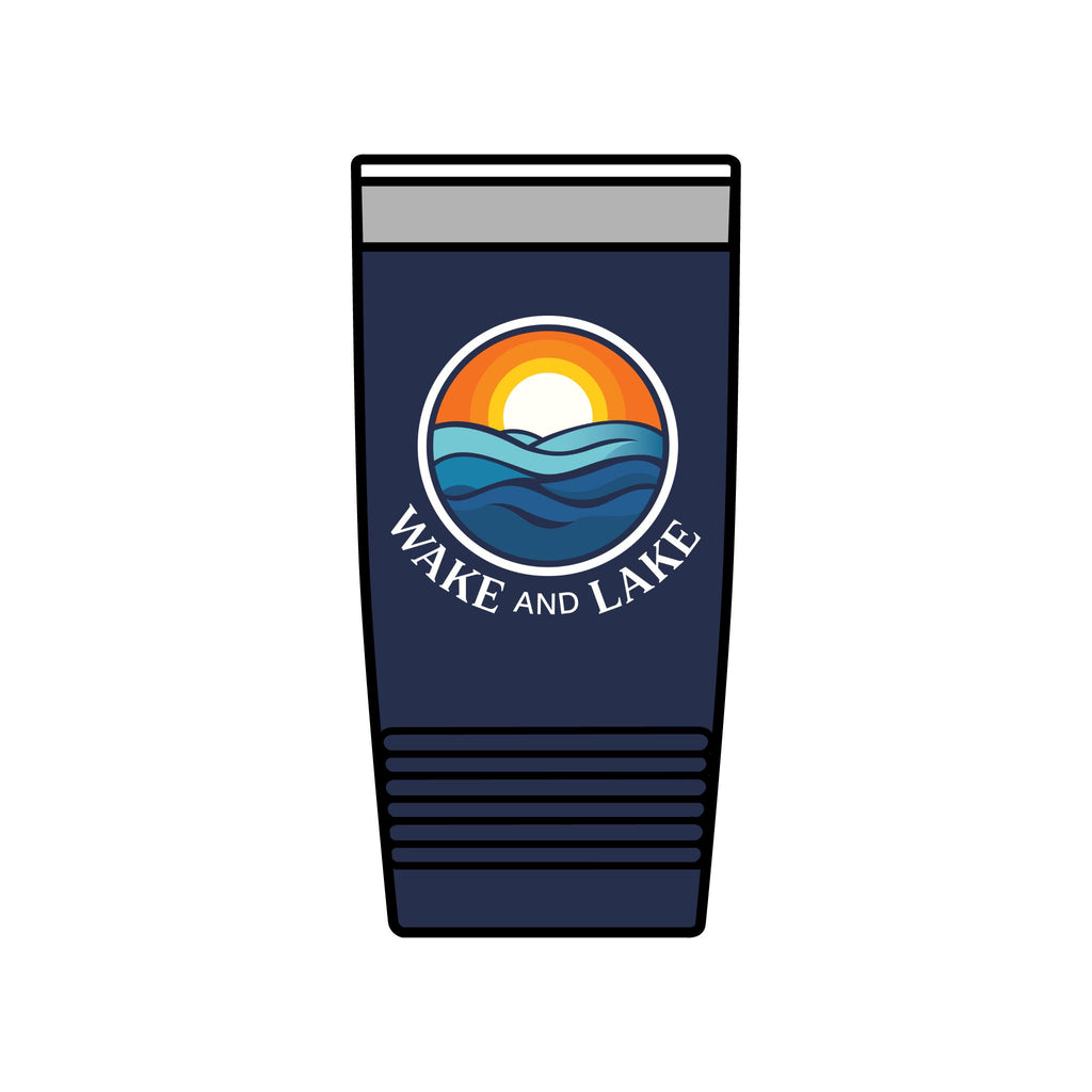Wake and Lake WL Monogram Tumbler Dark held on a boat console
Dark navy insulated tumbler with WL monogram graphic
High-contrast Wake and Lake drinkware for lake days
Navy tumbler with monogram logo for boating and outdoor use
