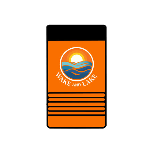Wake and Lake Circle Crest Beverage Holder, Black; Premium Polar Camel stainless steel construction
Double-wall vacuum insulated
Fits standard 12oz cans
Spill-resistant lid included
Circle Crest front graphic
WL Monogram back graphic
Orange