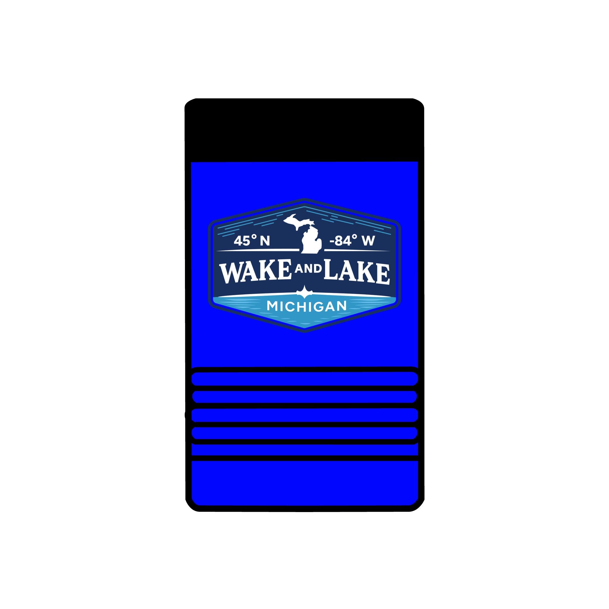Michigan Coordinate Badge Beverage Holder is  for 12 ounce cans, Royal Blue, with coordinate badge and WL monogram