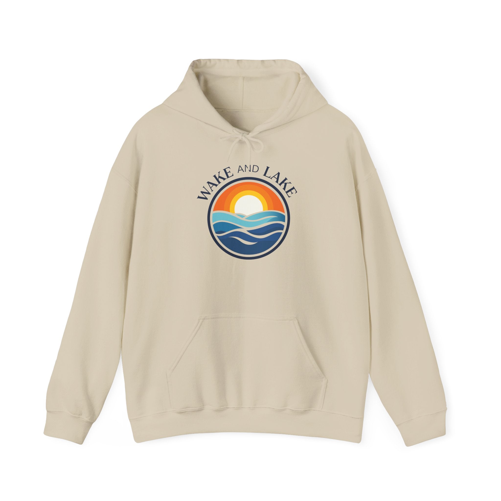 Wake and Lake Life Circle Crest Hoodie Light worn on a summer boat morning
Light-colored lake life sweatshirt with circle crest graphic
Natural white or sand lake hoodie for warm summer days
Soft light fleece with Wake and Lake circle crest design

