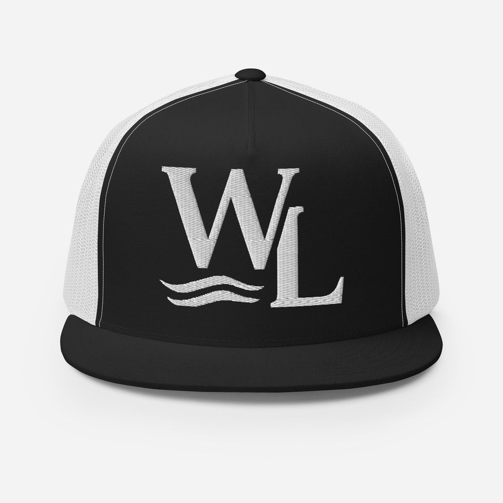 Wake and Lake WL Monogram Trucker Hat worn on a boat at sunrise
Breathable mesh trucker cap with WL monogram for lake life
Adjustable lake trucker hat with Wake and Lake branding
Classic snapback mesh hat with WL logo for boating
