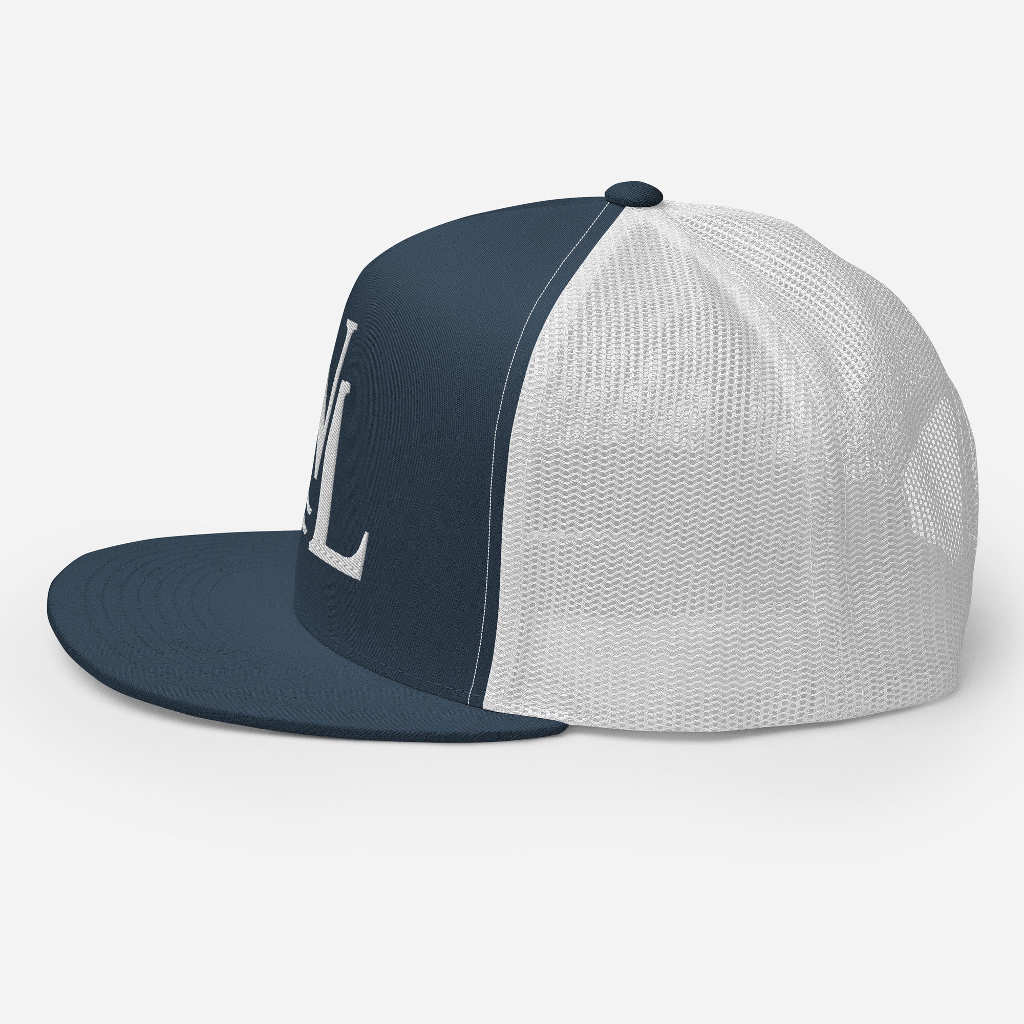 Wake and Lake WL Monogram Trucker Hat worn on a boat at sunrise
Breathable mesh trucker cap with WL monogram for lake life
Adjustable lake trucker hat with Wake and Lake branding
Classic snapback mesh hat with WL logo for boating

