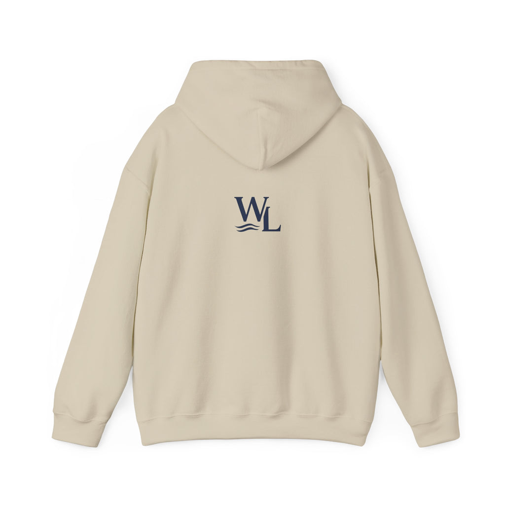 Wake and Lake Wordmark Hoodie worn on a boat dock at sunrise
Navy midweight lake hoodie with Wake and Lake chest graphic
Unisex lake life sweatshirt with wordmark logo
Wake and Lake branded hoodie for boating and outdoor wear
