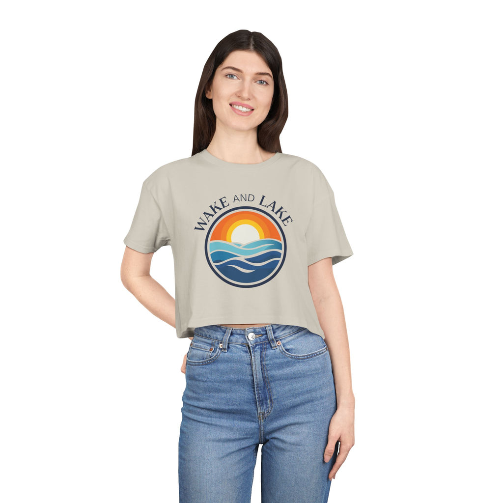 Wake and Lake Michigan Shield Women's Crop Tee on a boat deck
Relaxed crop top with Michigan crest graphic for lake days
Women's breezy boating crop tee with Wake and Lake Michigan branding
Soft women's Michigan Great Lakes crop t-shirt relaxed fit
