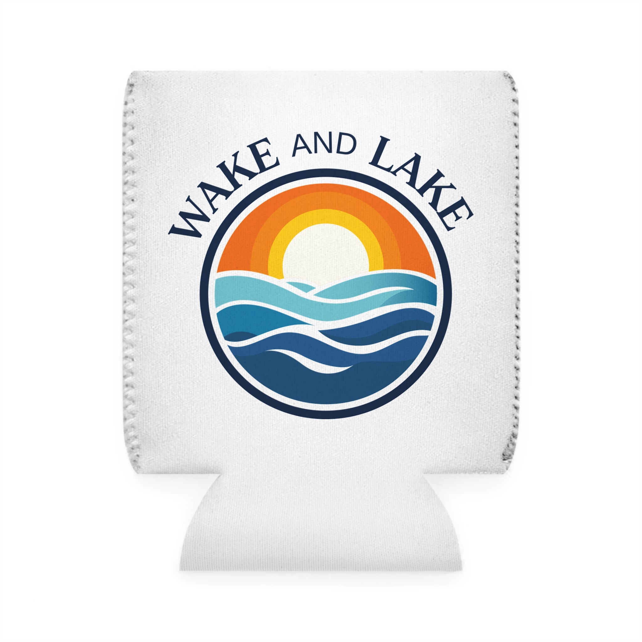 Wake and Lake Life Circle Crest Can Cooler