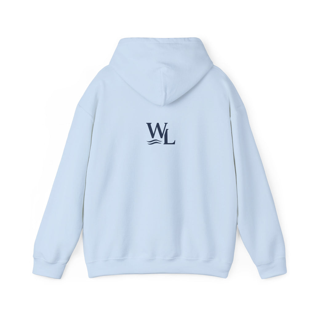Wake and Lake Wordmark Hoodie worn on a boat dock at sunrise
Navy midweight lake hoodie with Wake and Lake chest graphic
Unisex lake life sweatshirt with wordmark logo
Wake and Lake branded hoodie for boating and outdoor wear
