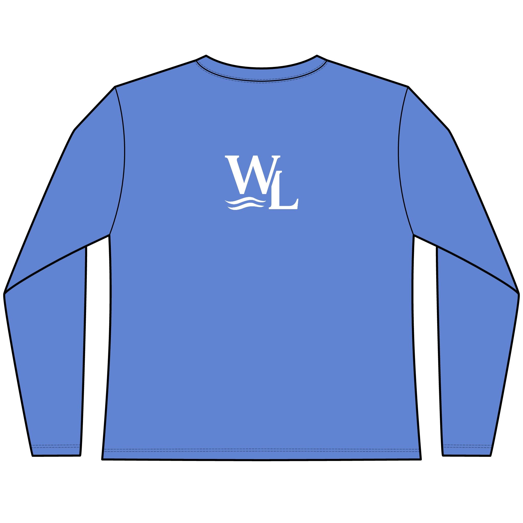 Wake and Lake Circle Crest Women's Long Sleeve Tee on an autumn dock
Soft fitted women's long sleeve lake life shirt with crest graphic
Wake and Lake branded women's shoulder-season tee
Circle crest long sleeve cotton top for cool lake mornings
