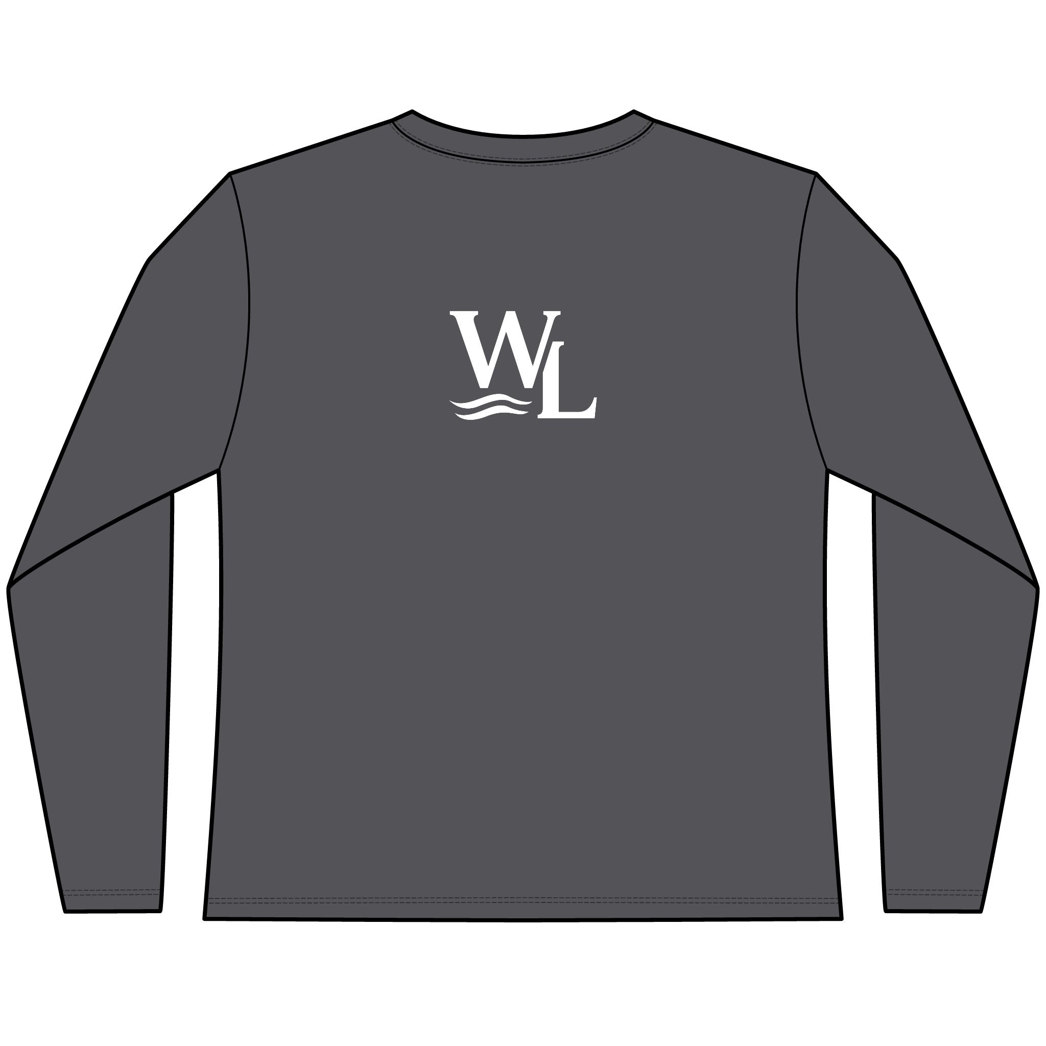 Wake and Lake Circle Crest Women's Long Sleeve Tee on an autumn dock
Soft fitted women's long sleeve lake life shirt with crest graphic
Wake and Lake branded women's shoulder-season tee
Circle crest long sleeve cotton top for cool lake mornings
