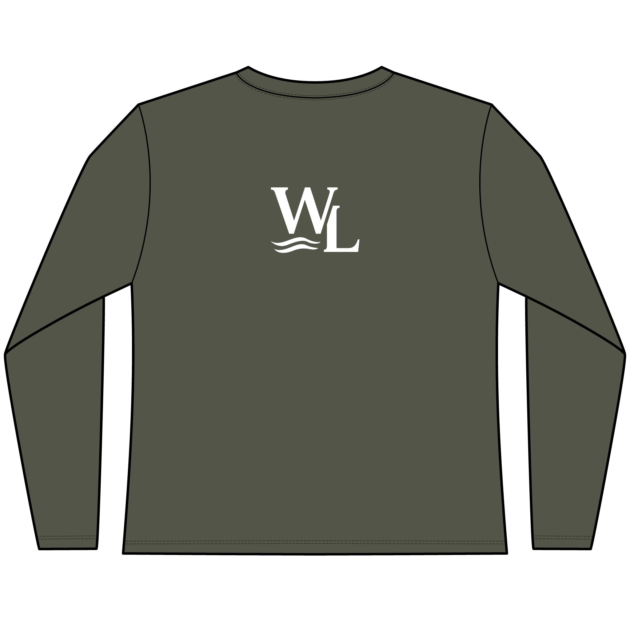 Wake and Lake Circle Crest Women's Long Sleeve Tee on an autumn dock
Soft fitted women's long sleeve lake life shirt with crest graphic
Wake and Lake branded women's shoulder-season tee
Circle crest long sleeve cotton top for cool lake mornings
