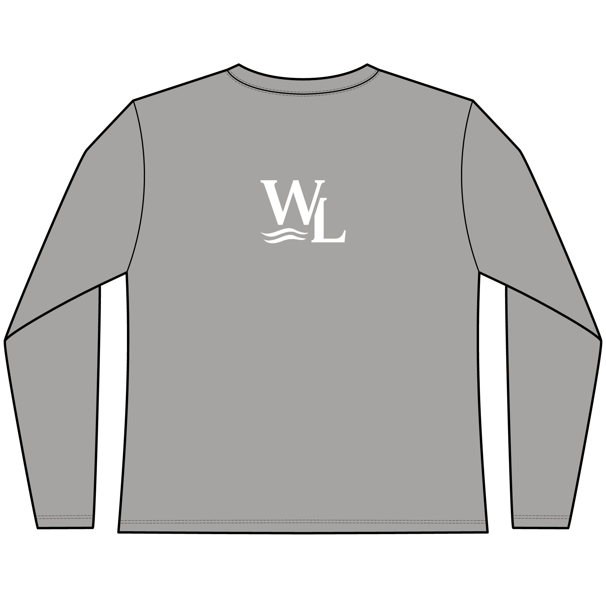 Wake and Lake Circle Crest Women's Long Sleeve Tee on an autumn dock
Soft fitted women's long sleeve lake life shirt with crest graphic
Wake and Lake branded women's shoulder-season tee
Circle crest long sleeve cotton top for cool lake mornings
