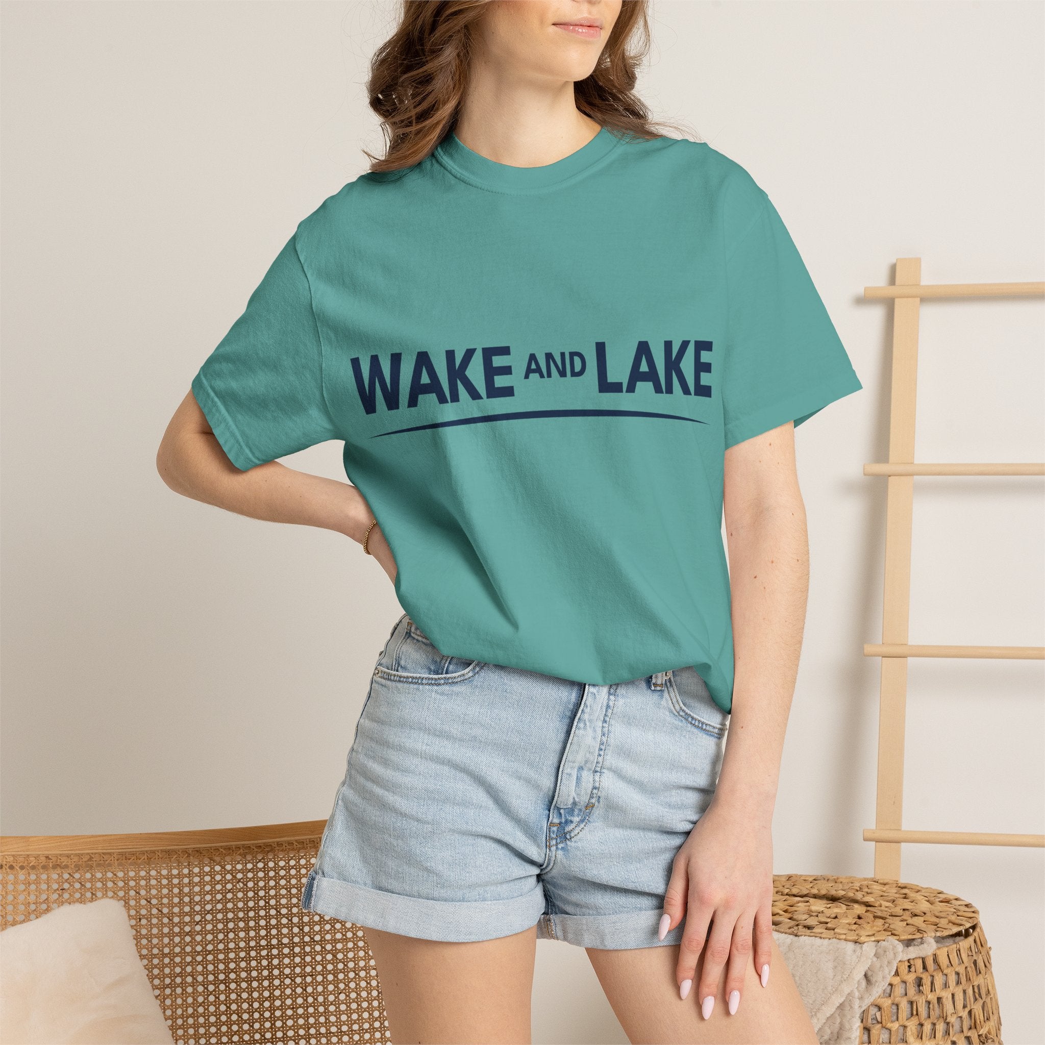 Wake and Lake Wordmark Tee worn at lakeside bonfire
Soft unisex cotton lake life t-shirt with chest wordmark
Wake and Lake branded everyday tee for boating weekends
Lake apparel t-shirt with clean Wake and Lake graphic

