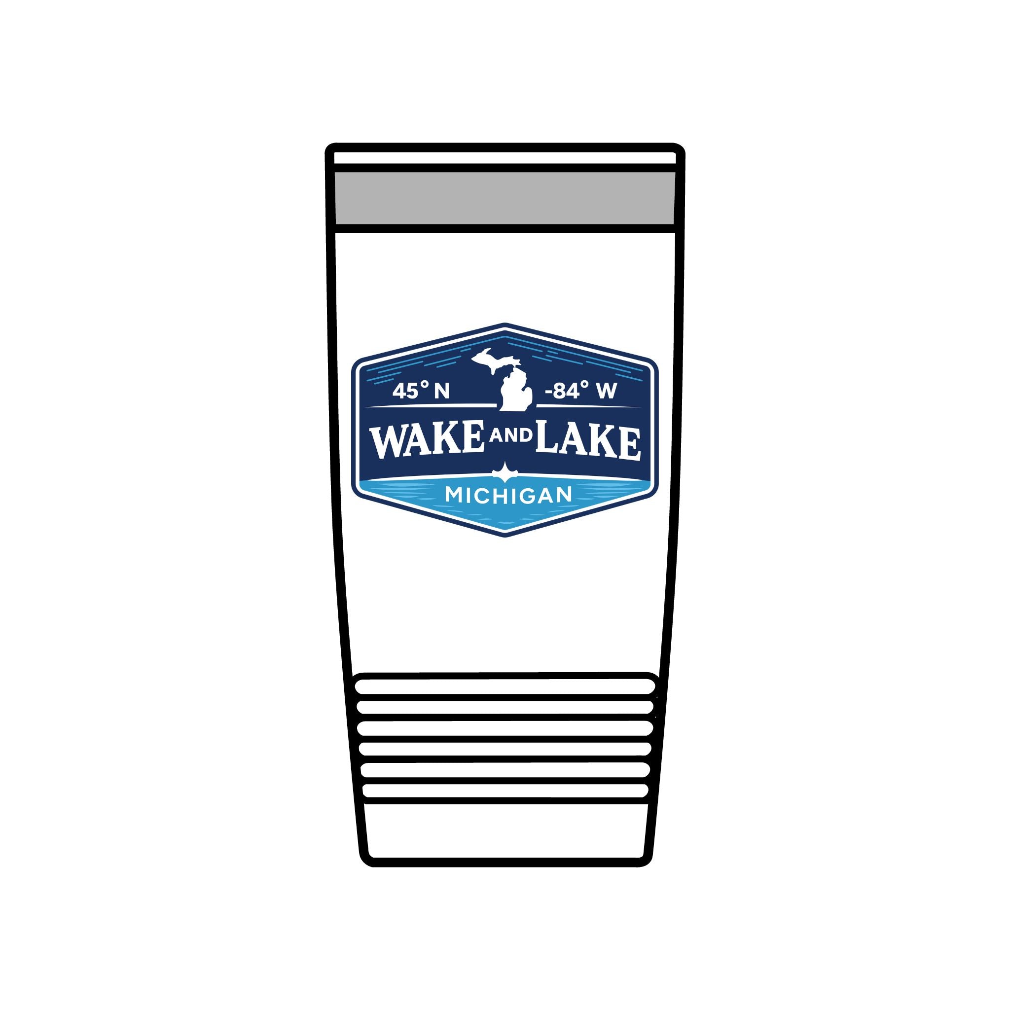Wake and Lake Michigan Shield Tumbler 20oz on a Great Lakes boat deck
Insulated Michigan crest drinkware for lake mornings
20oz Michigan shield tumbler with Wake and Lake branding
Great Lakes insulated tumbler gift with Michigan shield graphic
