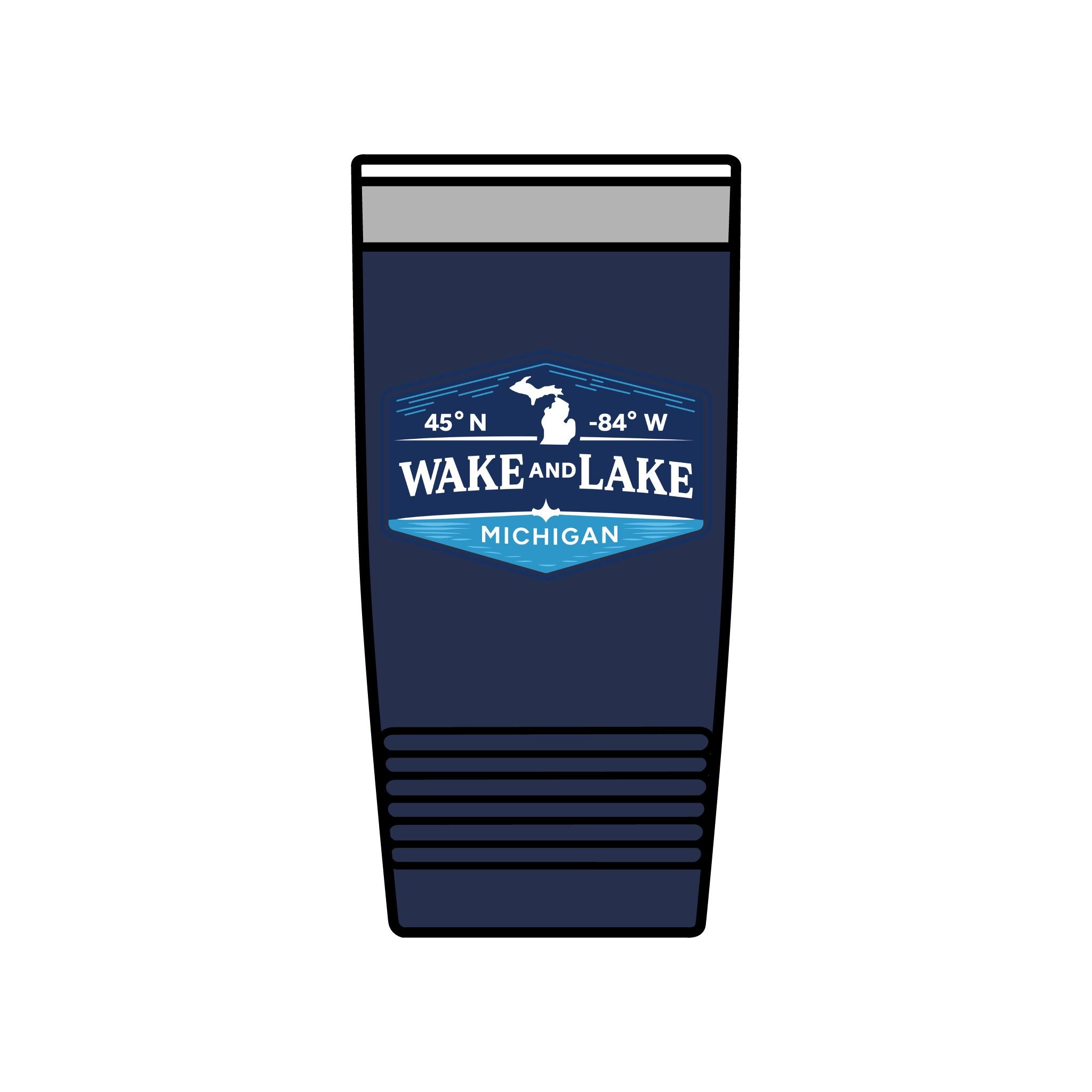 Wake and Lake Michigan Shield Tumbler 20oz on a Great Lakes boat deck
Insulated Michigan crest drinkware for lake mornings
20oz Michigan shield tumbler with Wake and Lake branding
Great Lakes insulated tumbler gift with Michigan shield graphic
