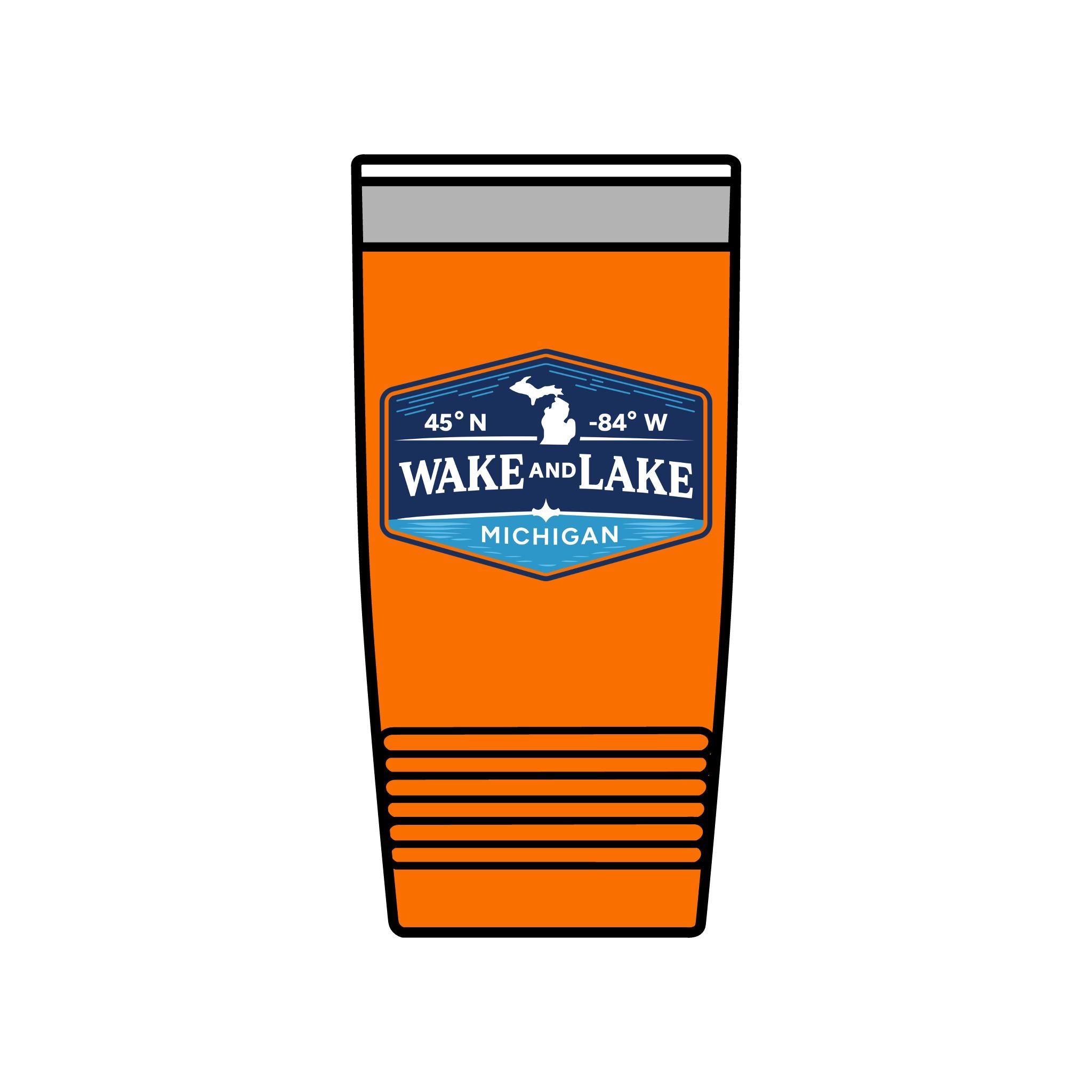 Wake and Lake Michigan Shield Tumbler 20oz on a Great Lakes boat deck
Insulated Michigan crest drinkware for lake mornings
20oz Michigan shield tumbler with Wake and Lake branding
Great Lakes insulated tumbler gift with Michigan shield graphic
