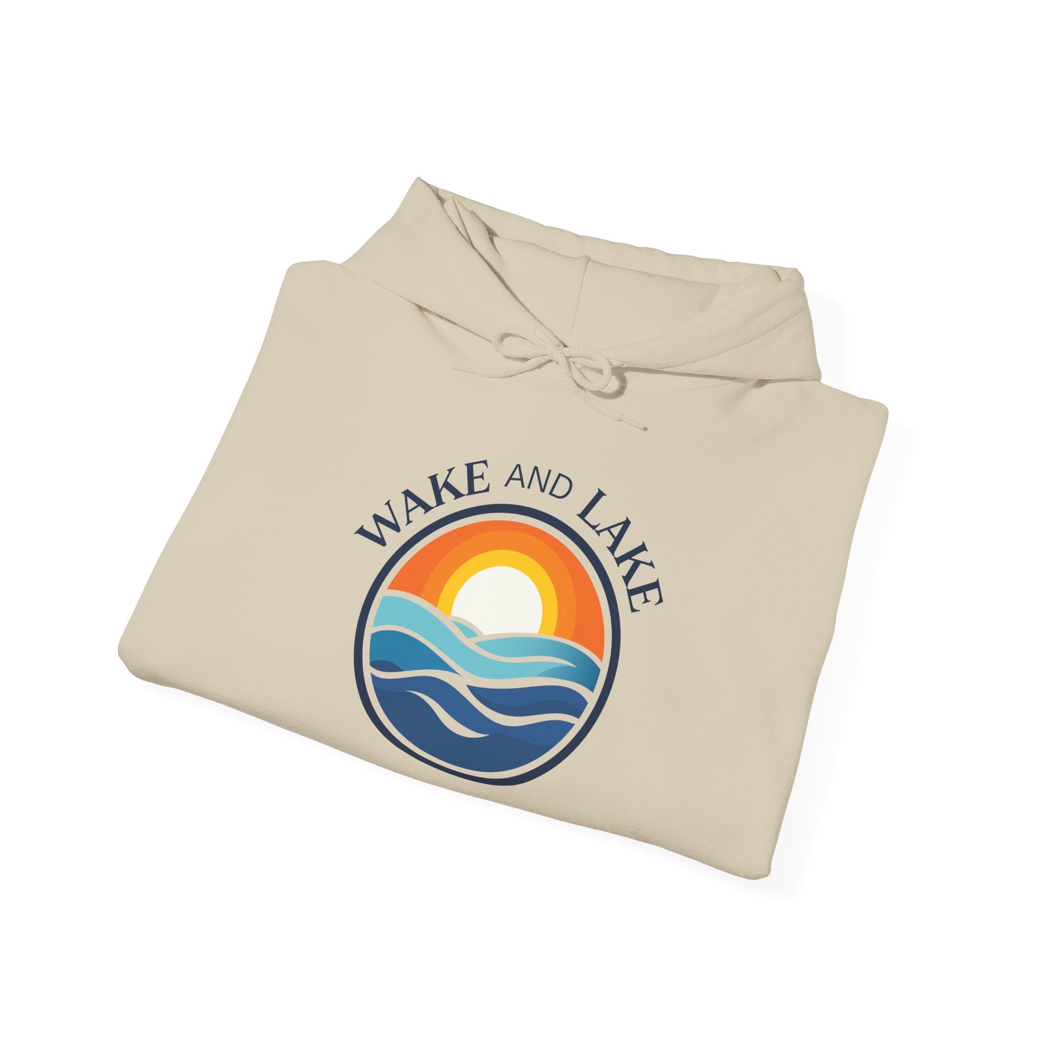 Wake and Lake Life Circle Crest Hoodie Light worn on a summer boat morning
Light-colored lake life sweatshirt with circle crest graphic
Natural white or sand lake hoodie for warm summer days
Soft light fleece with Wake and Lake circle crest design

