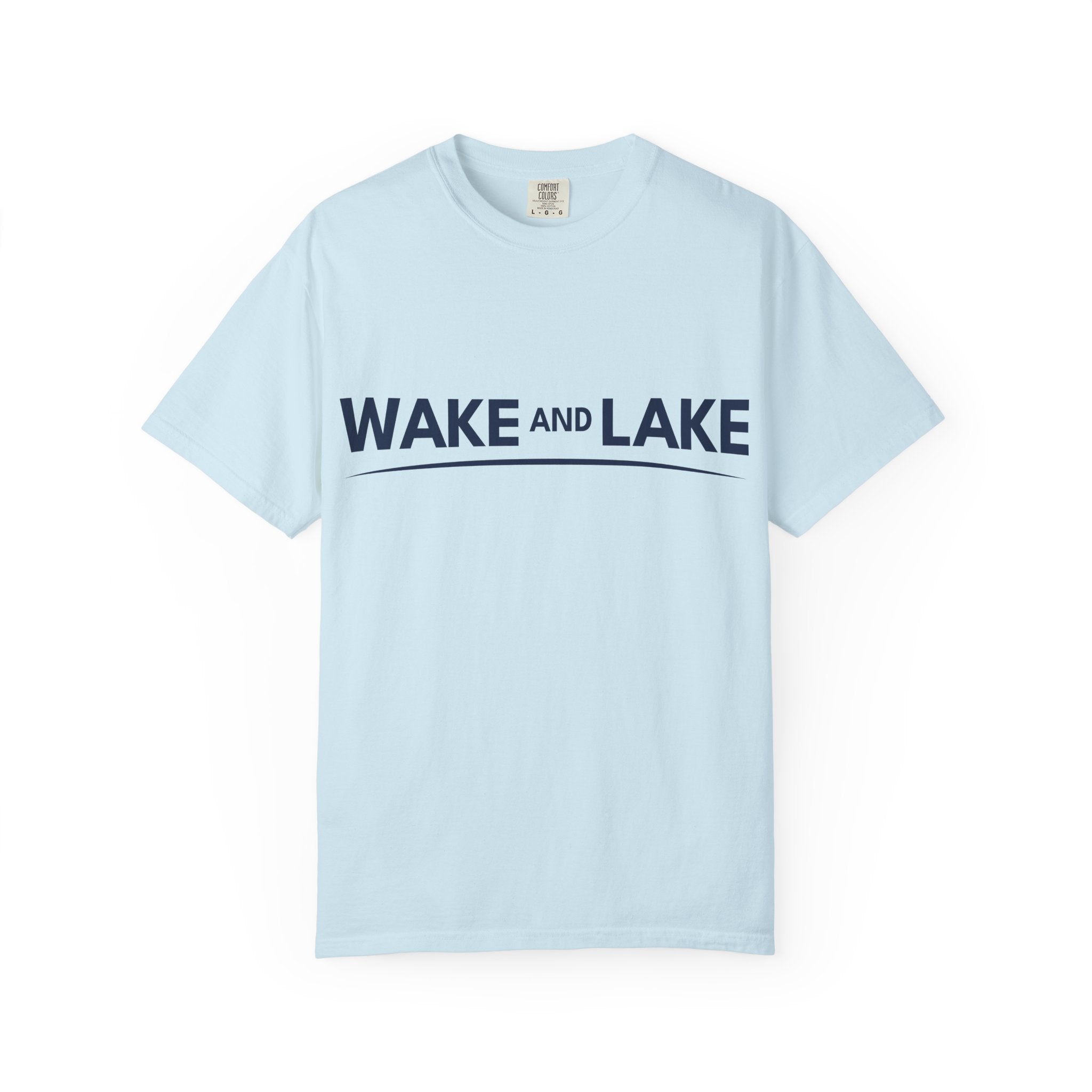 Wake and Lake Wordmark Tee worn at lakeside bonfire
Soft unisex cotton lake life t-shirt with chest wordmark
Wake and Lake branded everyday tee for boating weekends
Lake apparel t-shirt with clean Wake and Lake graphic

