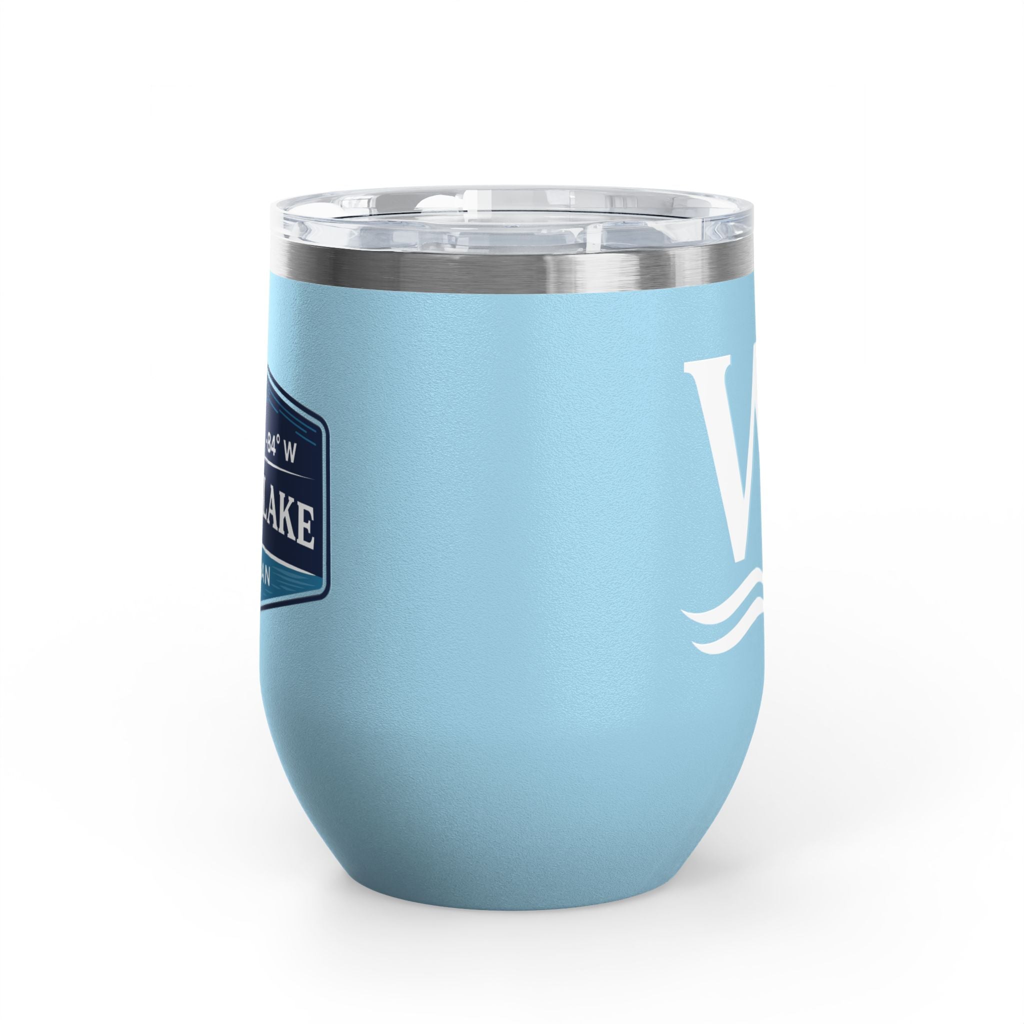 Wake and Lake Michigan Coordinate Badge Wine Tumbler on a sunset dock
Slim 12oz insulated wine tumbler with Michigan coordinate badge
Lake life wine glass tumbler with Michigan Great Lakes branding
Elegant Michigan coordinate badge drinkware gift for lake evenings
