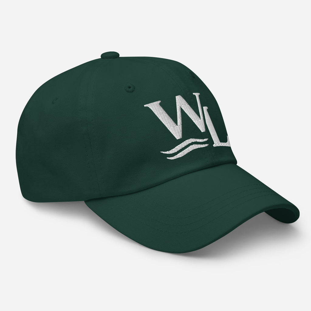 Wake and Lake WL Monogram Dad Hat worn at a lake dock
Soft adjustable dad hat with WL monogram for lake life
Low-profile unstructured lake cap with Wake and Lake branding
WL monogram adjustable hat for boat days and summer wear
