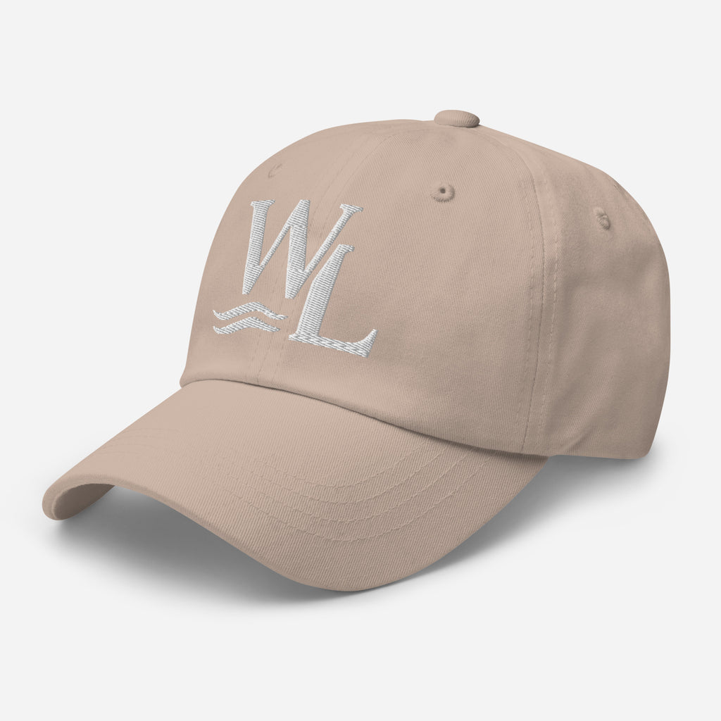 Wake and Lake WL Monogram Dad Hat worn at a lake dock
Soft adjustable dad hat with WL monogram for lake life
Low-profile unstructured lake cap with Wake and Lake branding
WL monogram adjustable hat for boat days and summer wear
